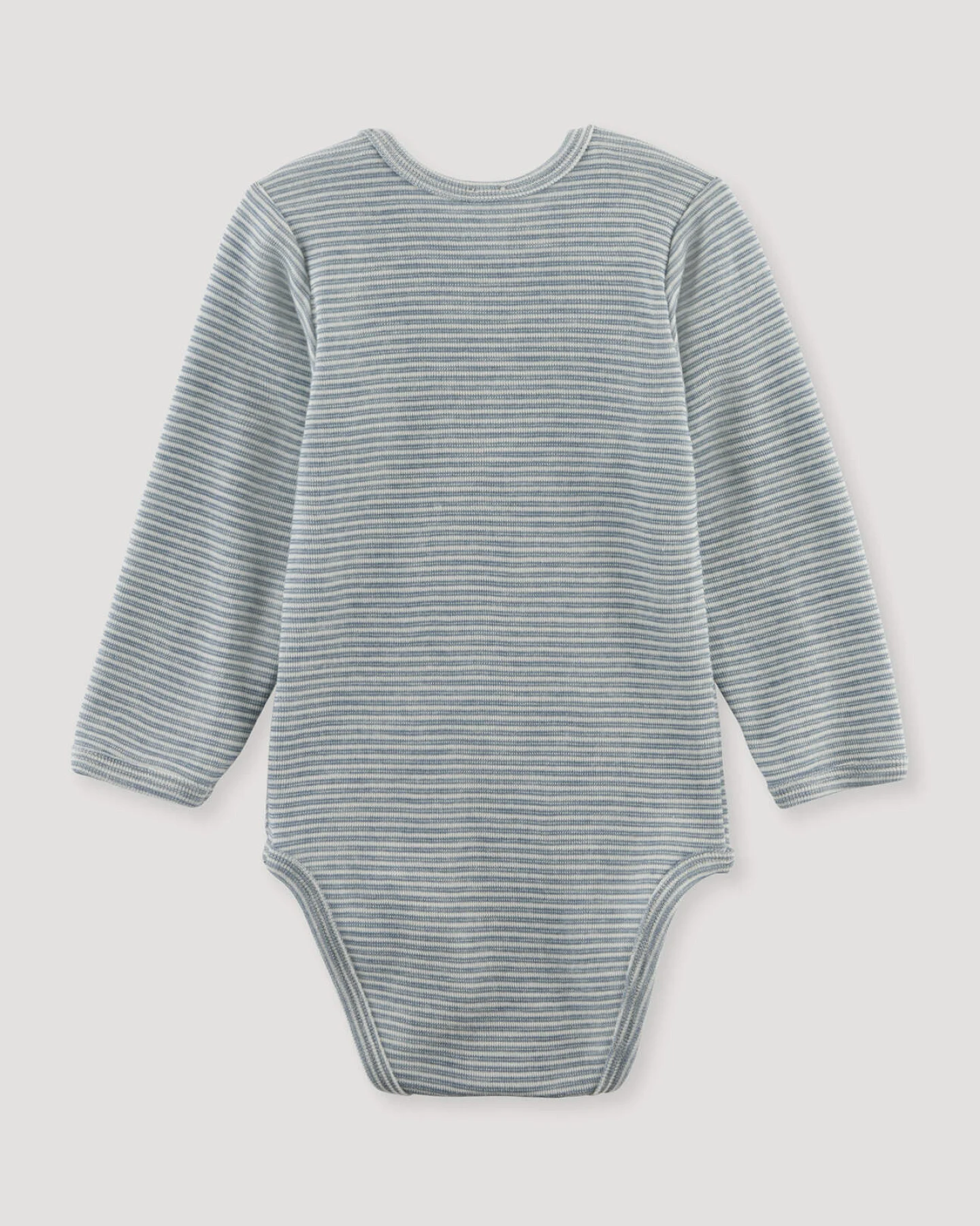 hessnatur Baby Langarm Body aus Bio-Merinowolle mit Seide - blau - Größe 98/104 – Ansicht 2
