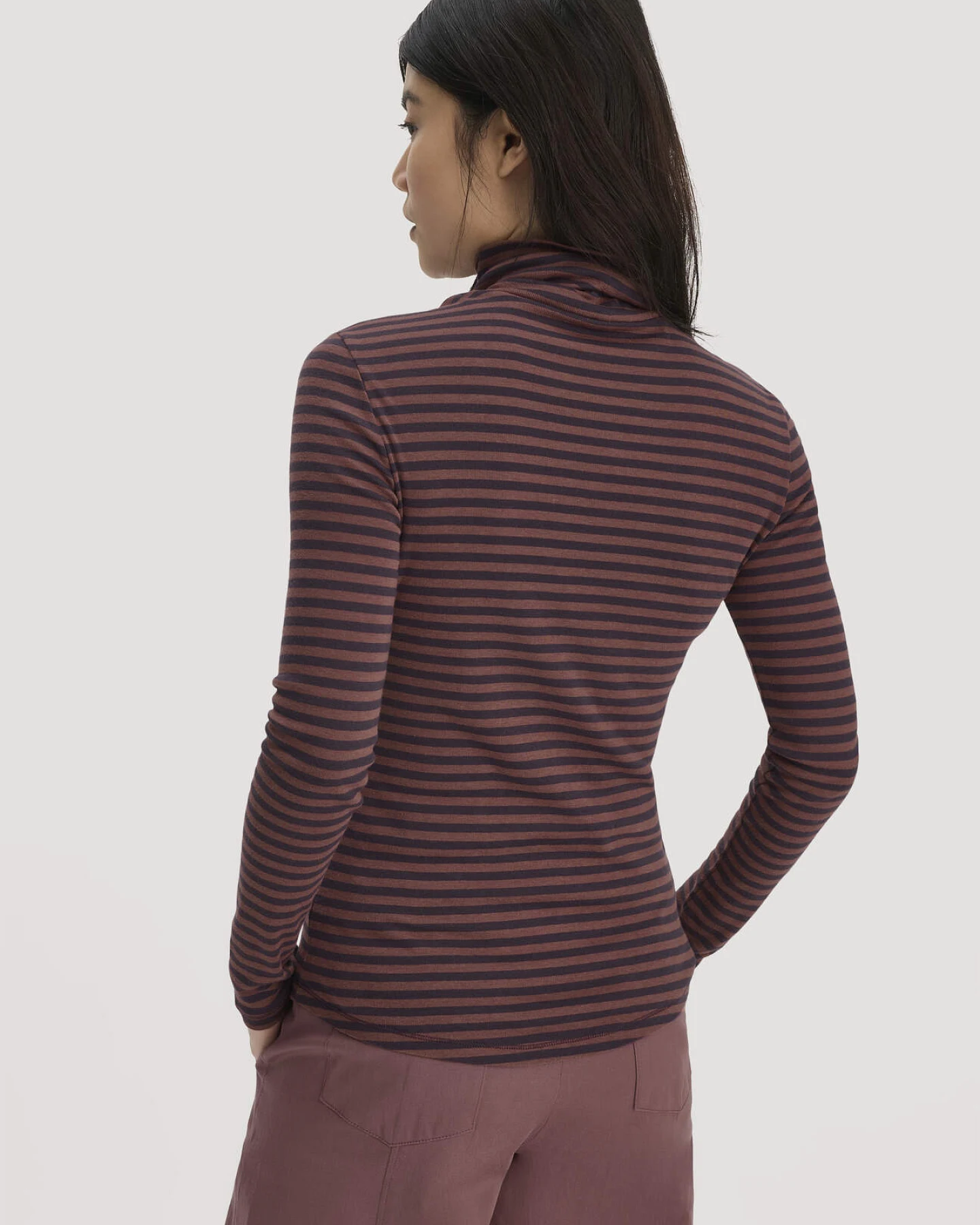 hessnatur Damen Streifen Softrib Longsleeve Fitted aus Bio-Baumwolle und Modal - rot - Größe 38 – Ansicht 3
