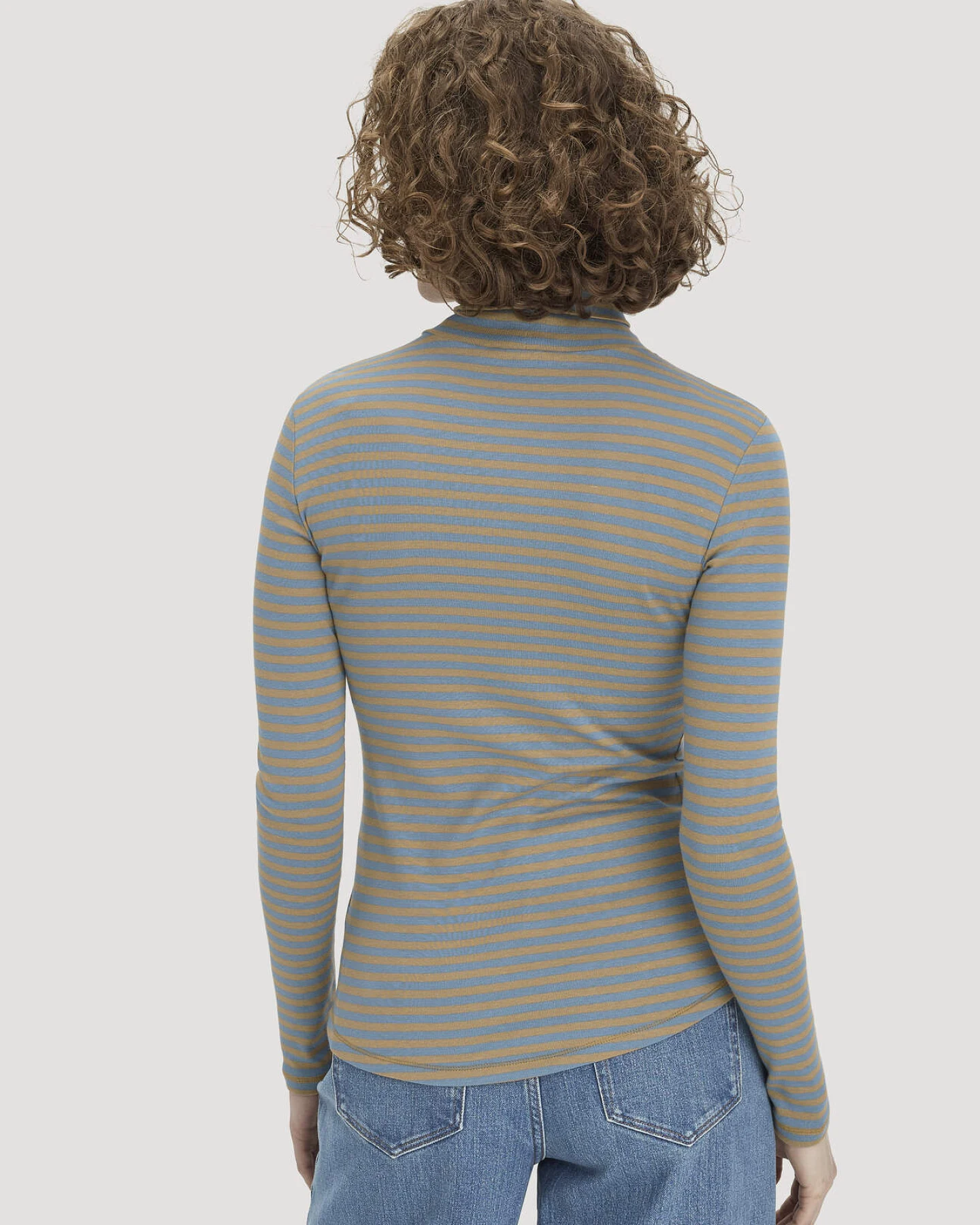 hessnatur Damen Streifen Softrib Longsleeve Fitted aus Bio-Baumwolle und Modal - blau - Größe 42 – Ansicht 3