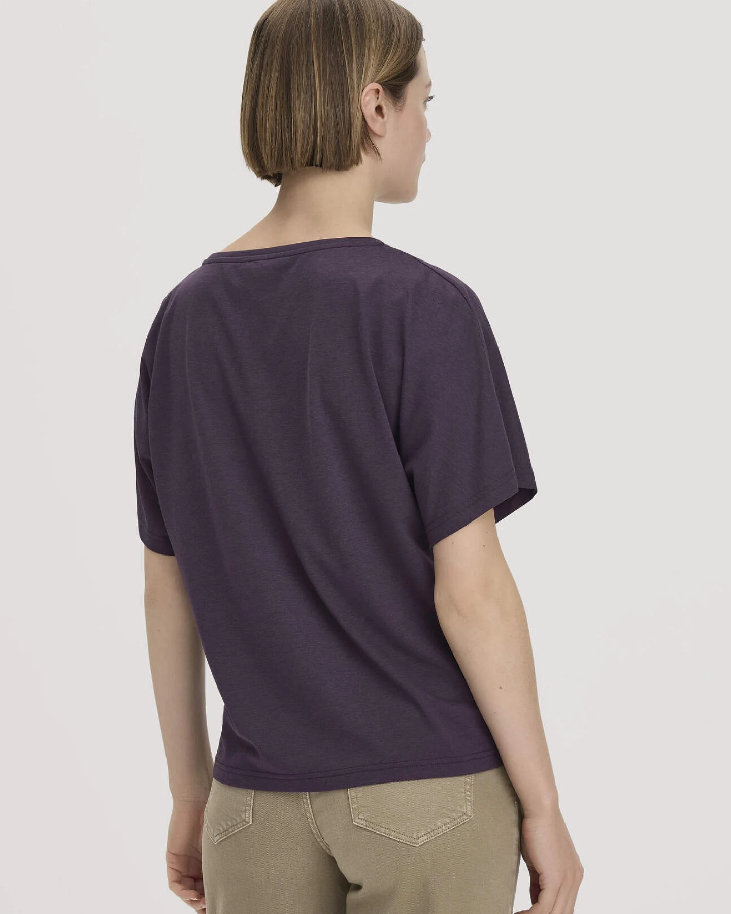 hessnatur Damen T-Shirt Oversize aus TENCEL™ Lyocell und Bio-Baumwolle - lila - Größe XS – Ansicht 3