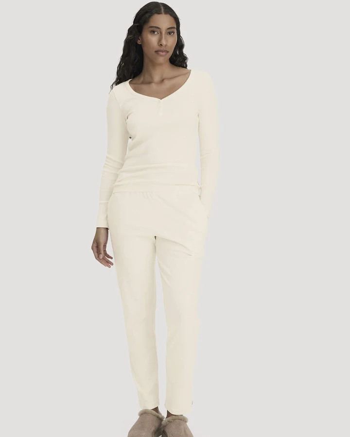 hessnatur Damen Schlafhose PURE NATURE aus Bio-Baumwolle - natur - Größe 34