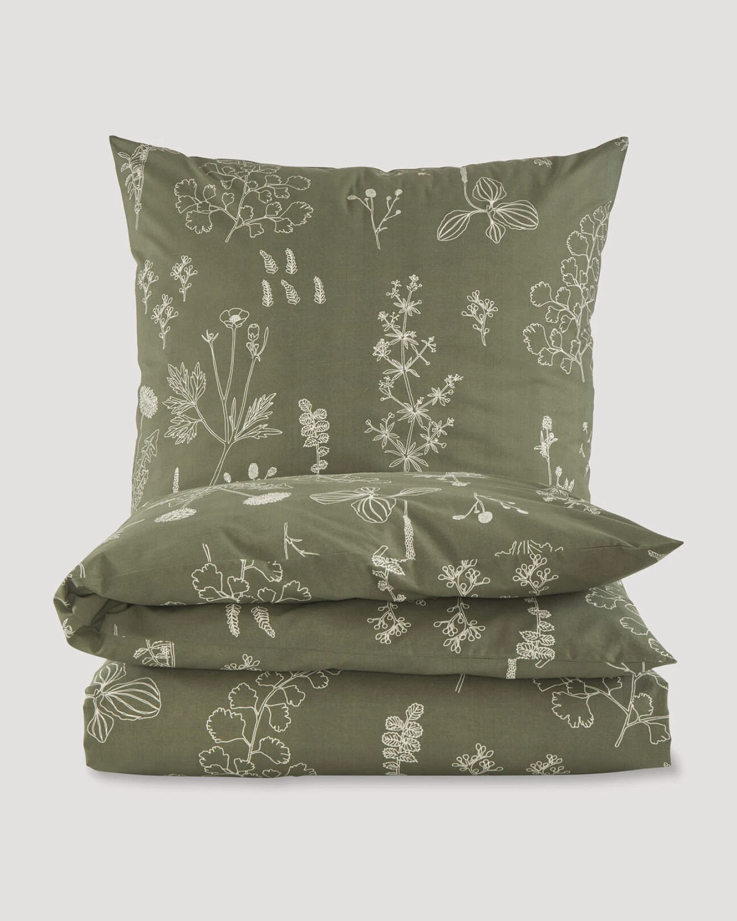 hessnatur Renforcé Bettwäsche-Set LONNO aus Bio-Baumwolle - grün - Größe 155x220 / 40x80 cm – Ansicht 2