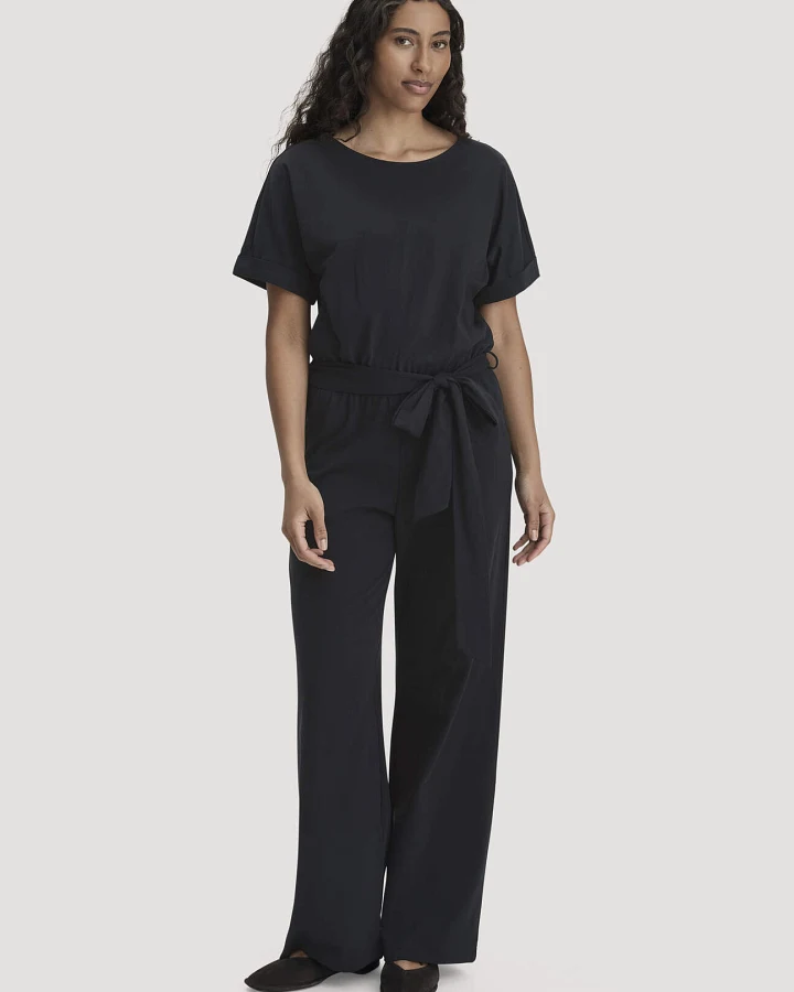 hessnatur Damen Jersey Jumpsuit Regular aus Bio-Baumwolle - schwarz - Größe 34