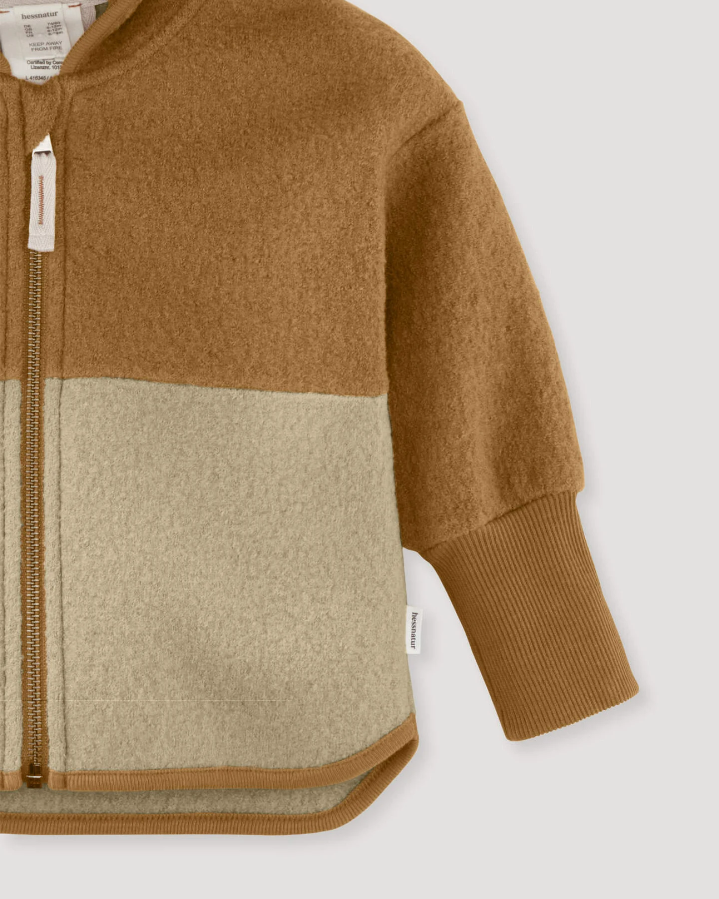 hessnatur Baby Walkjacke aus Bio-Merinowolle - braun - Größe 62/68 – Ansicht 4