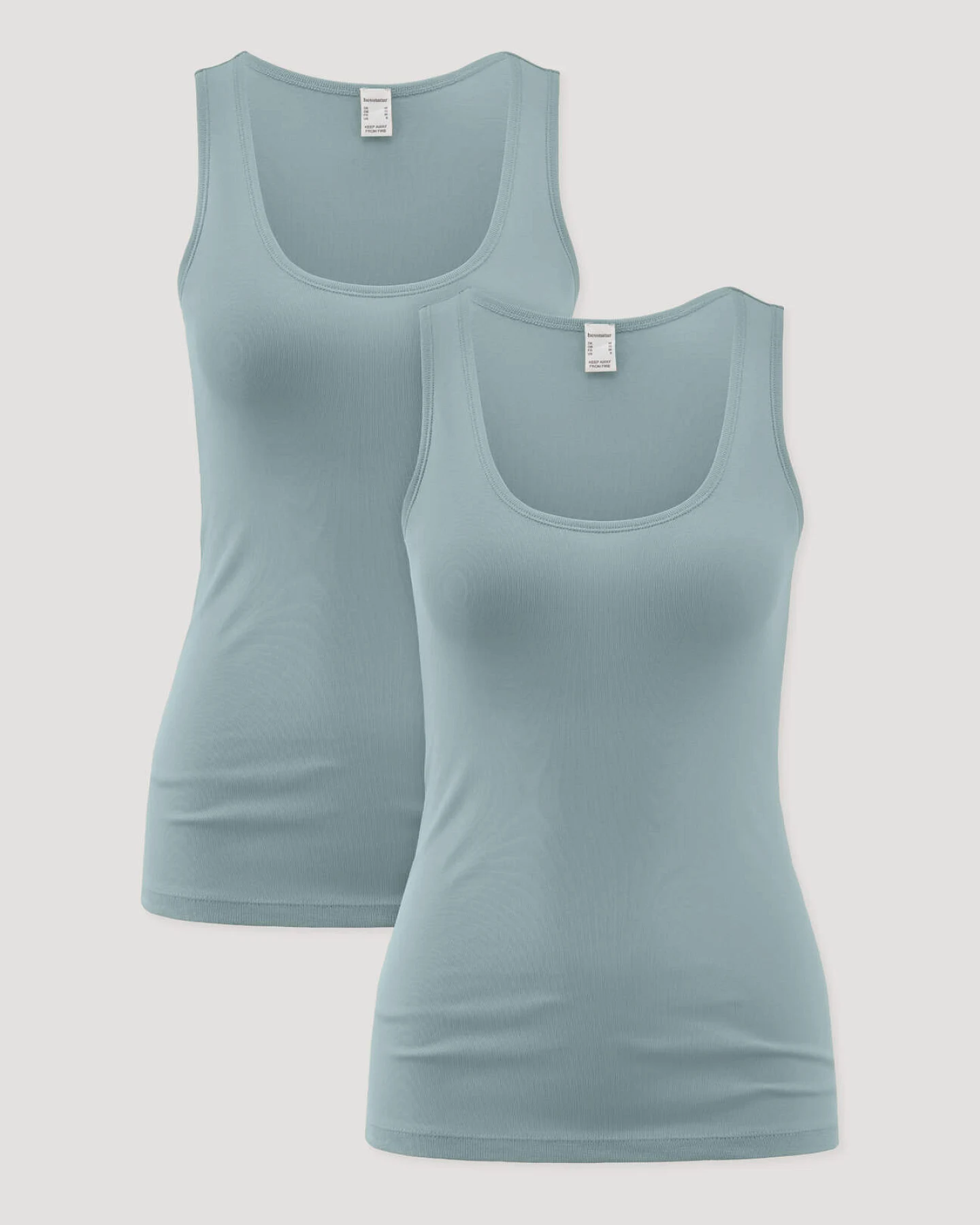 hessnatur Damen Rundhals Tanktop im 2-Pack PURE COTTON aus Bio-Baumwolle - blau - Größe 36 – Ansicht 3