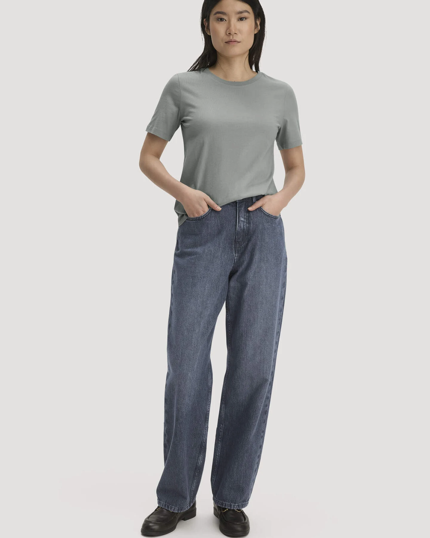 hessnatur Damen T-Shirt Regular aus Regenerative Organic Cotton (ROC) - blau - Größe 48 – Ansicht 2