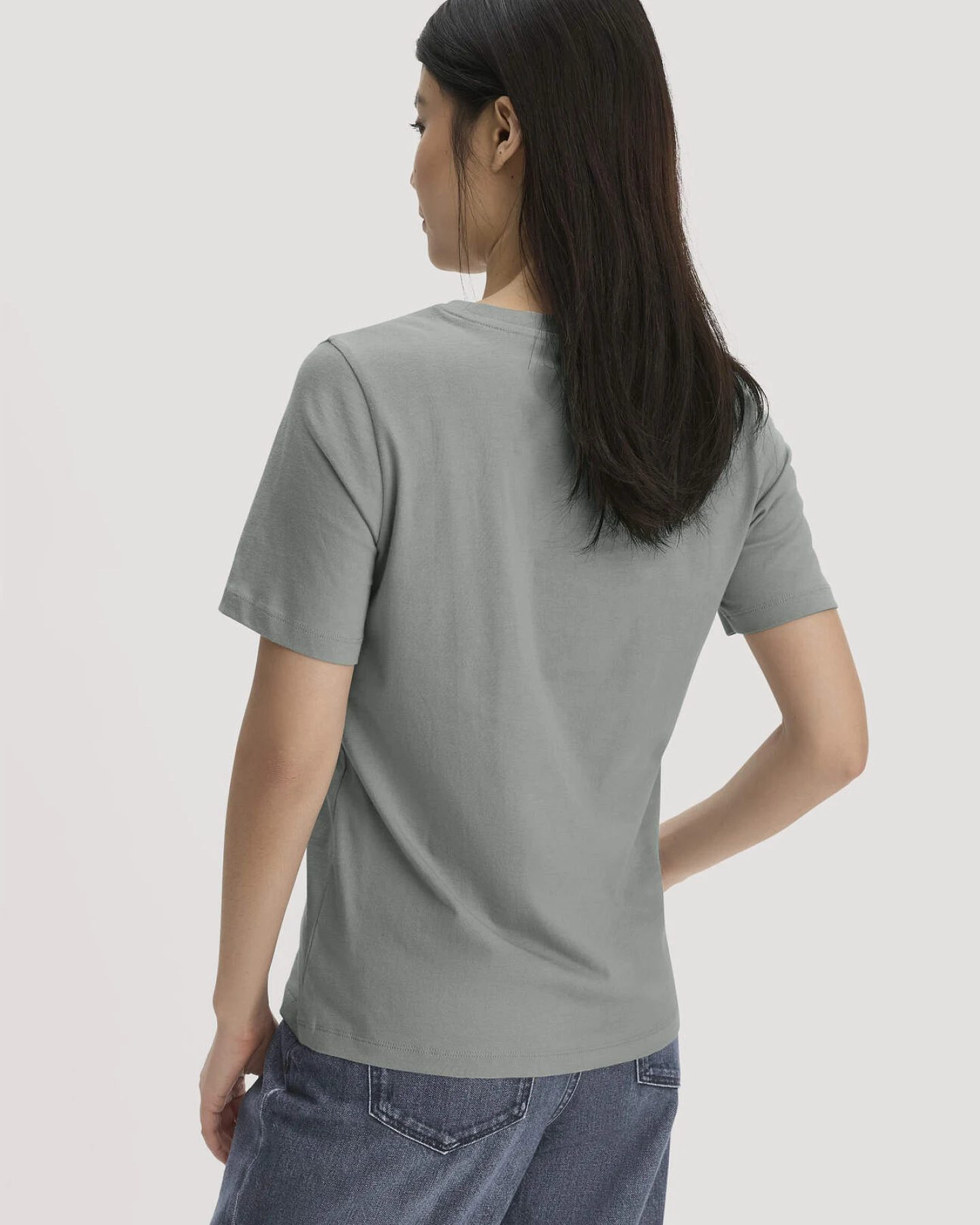 hessnatur Damen T-Shirt Regular aus Regenerative Organic Cotton (ROC) - blau - Größe 48 – Ansicht 3