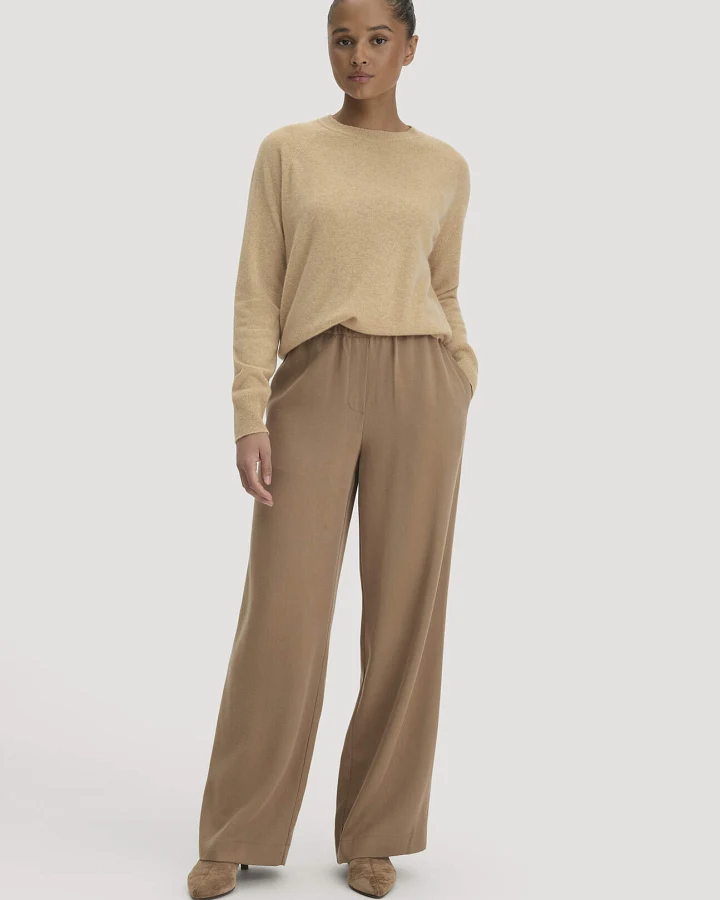 hessnatur Damen Gewebe Hose Wide Leg aus TENCEL™ Lyocell - braun - Größe 34