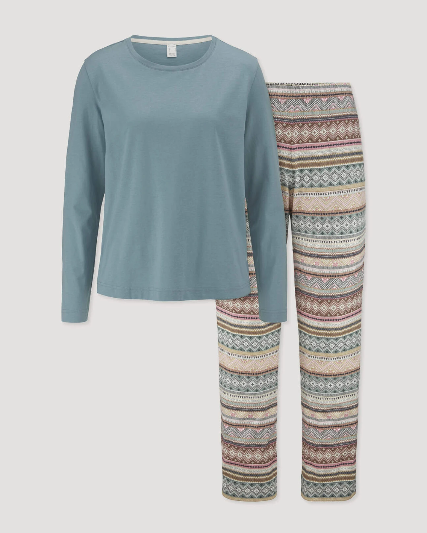 hessnatur Damen Pyjama PURE COTTON aus Bio-Baumwolle - blau - Größe 42 – Ansicht 3