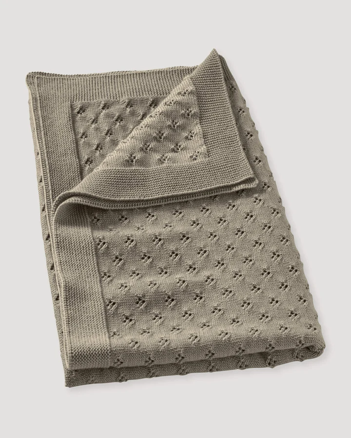 hessnatur Baby Strickdecke aus Bio-Merinowolle - beige - Größe 80x100 cm