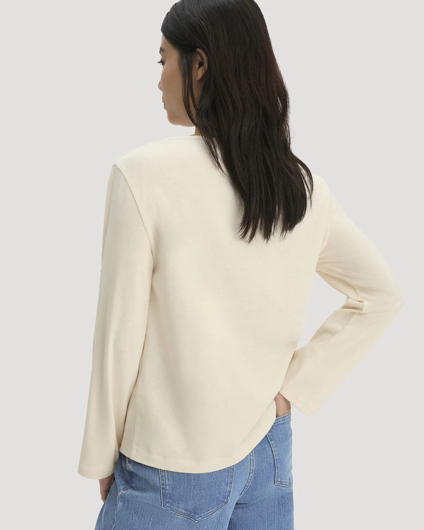 hessnatur Damen Heavy Jersey Longsleeve Relaxed aus Bio-Baumwolle - natur - Größe 34 – Ansicht 3