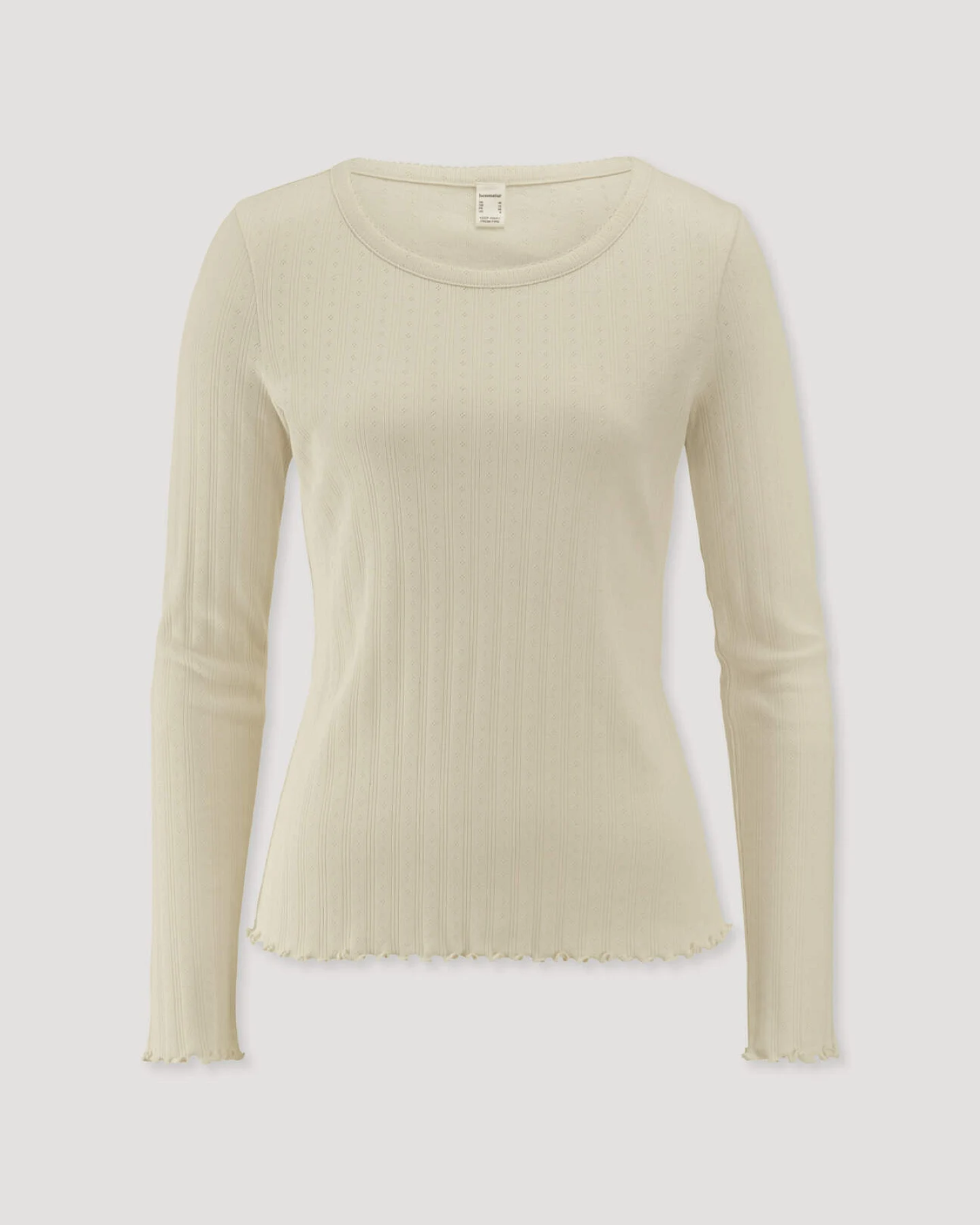 hessnatur Damen Pointelle Schlafshirt PURE COTTON aus Bio-Baumwolle - natur - Größe 40 – Ansicht 3