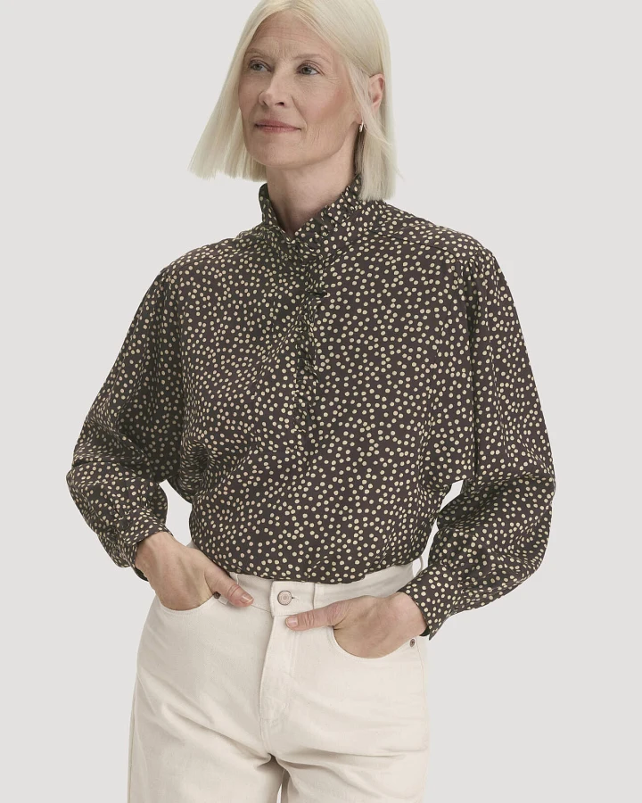 hessnatur Damen Bluse Relaxed aus SaXcell®Lyocell - braun - Größe 44