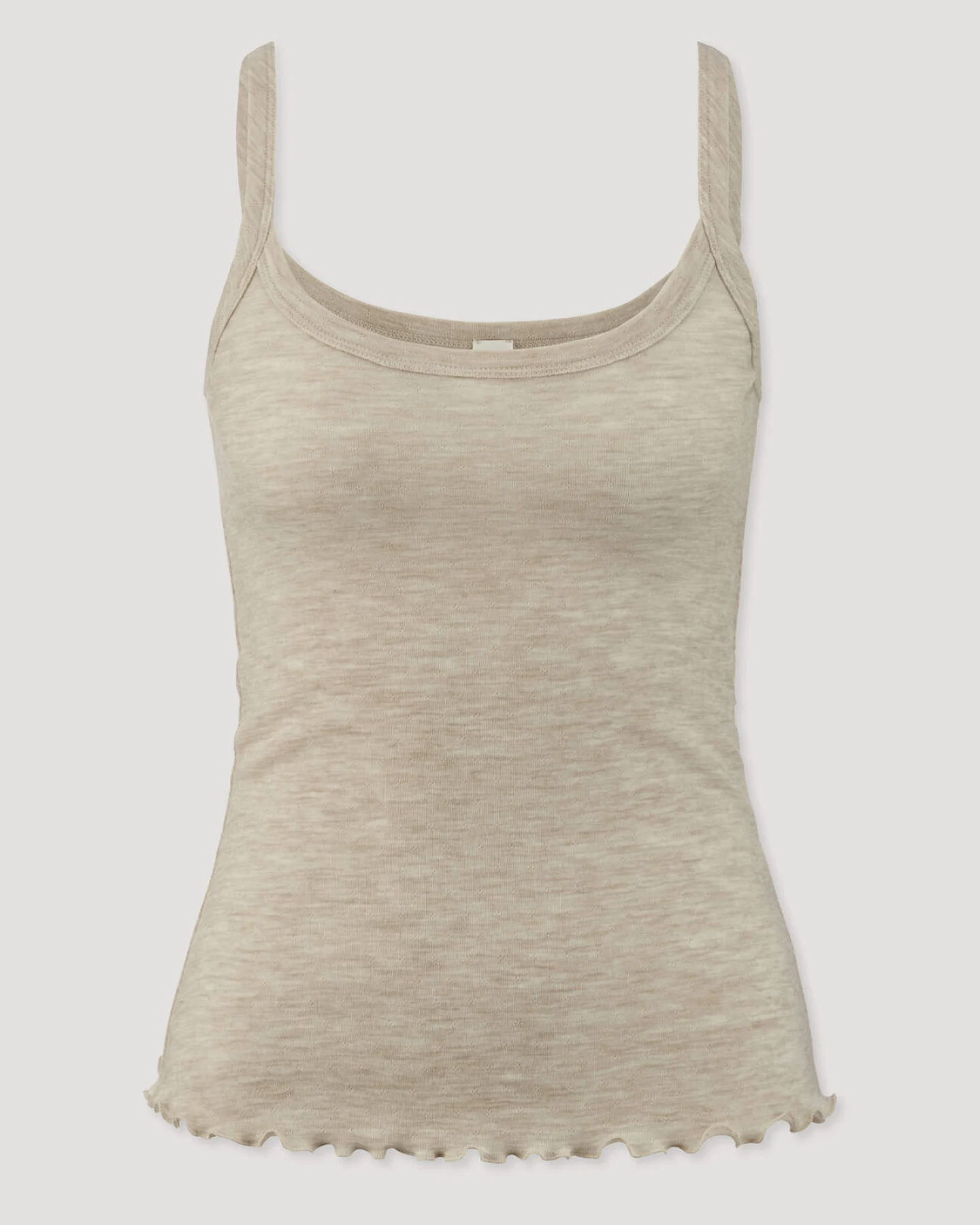 hessnatur Damen Spaghetti Top Pointelle aus Bio-Merinowolle - beige - Größe 34 – Ansicht 4