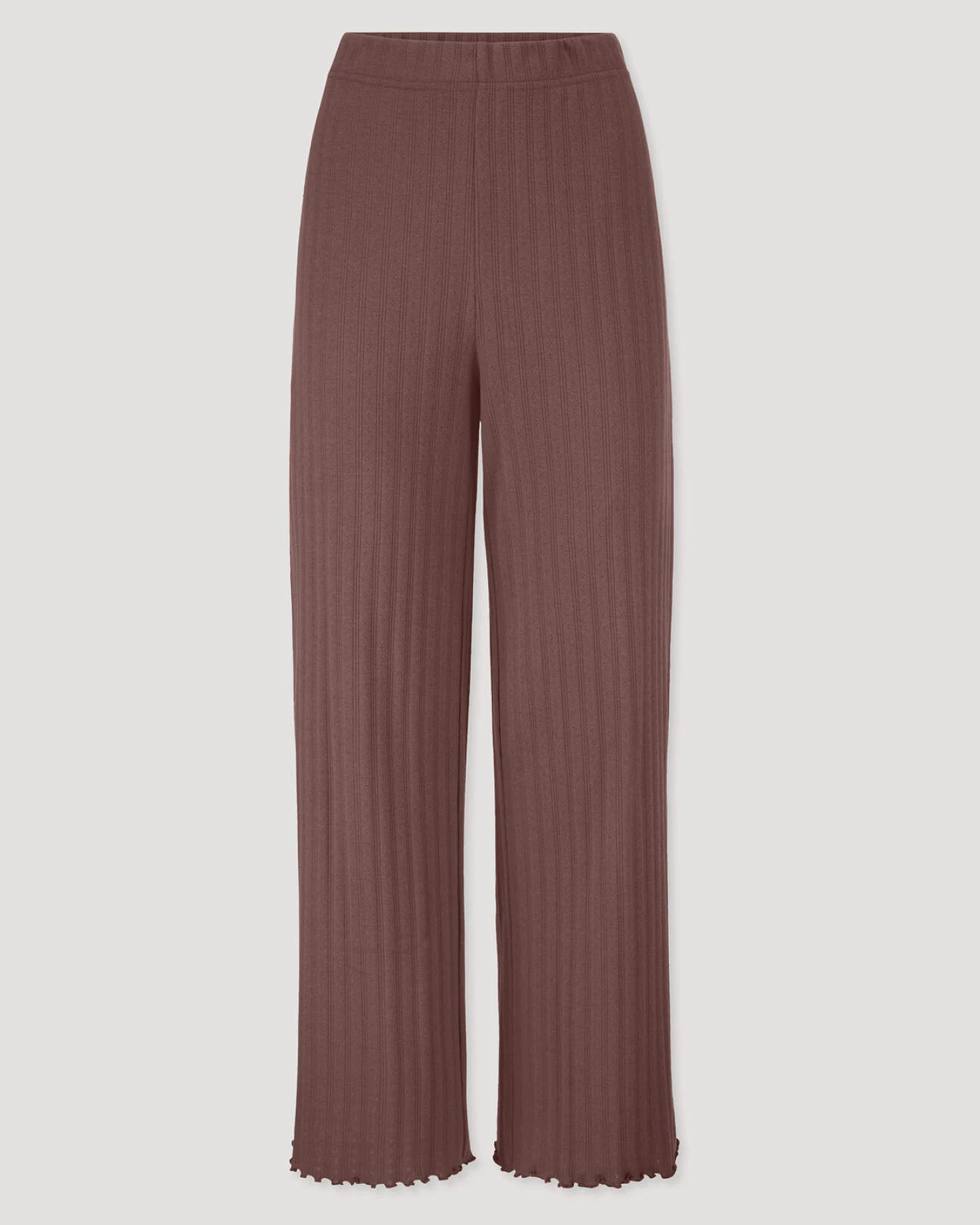 hessnatur Damen Pointelle Schlafhose PURE COTTON aus Bio-Baumwolle - braun - Größe 42 – Ansicht 3