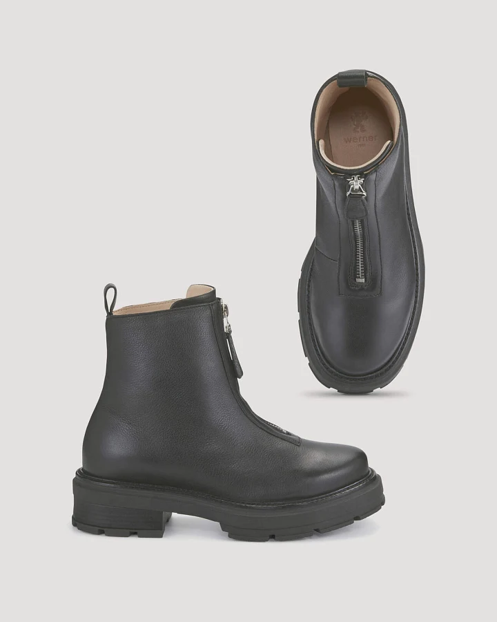 hessnatur Damen Stiefelette aus Nappa-Rindleder - schwarz - Größe 36