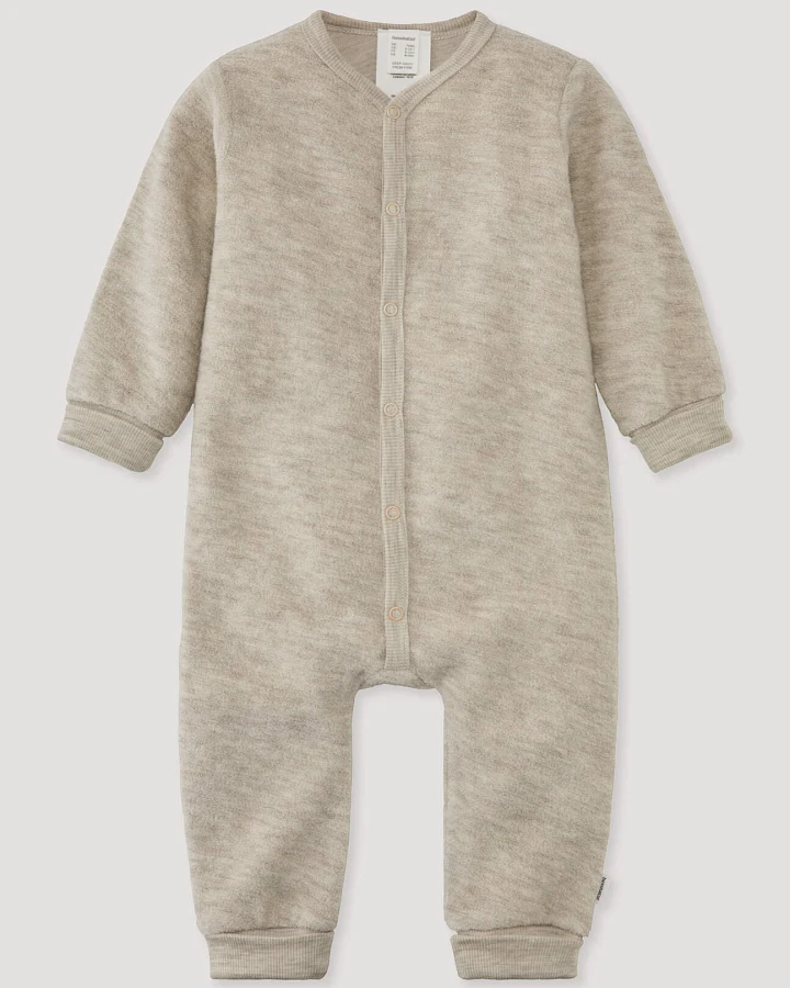 hessnatur Baby Wollfrottee Overall aus Bio-Merinowolle - beige - Größe 62/68