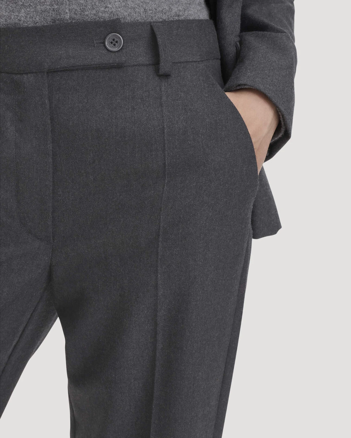 hessnatur Damen Wollhose Straight Leg Relaxed aus Bio-Merinowolle - grau - Größe 38 – Ansicht 3