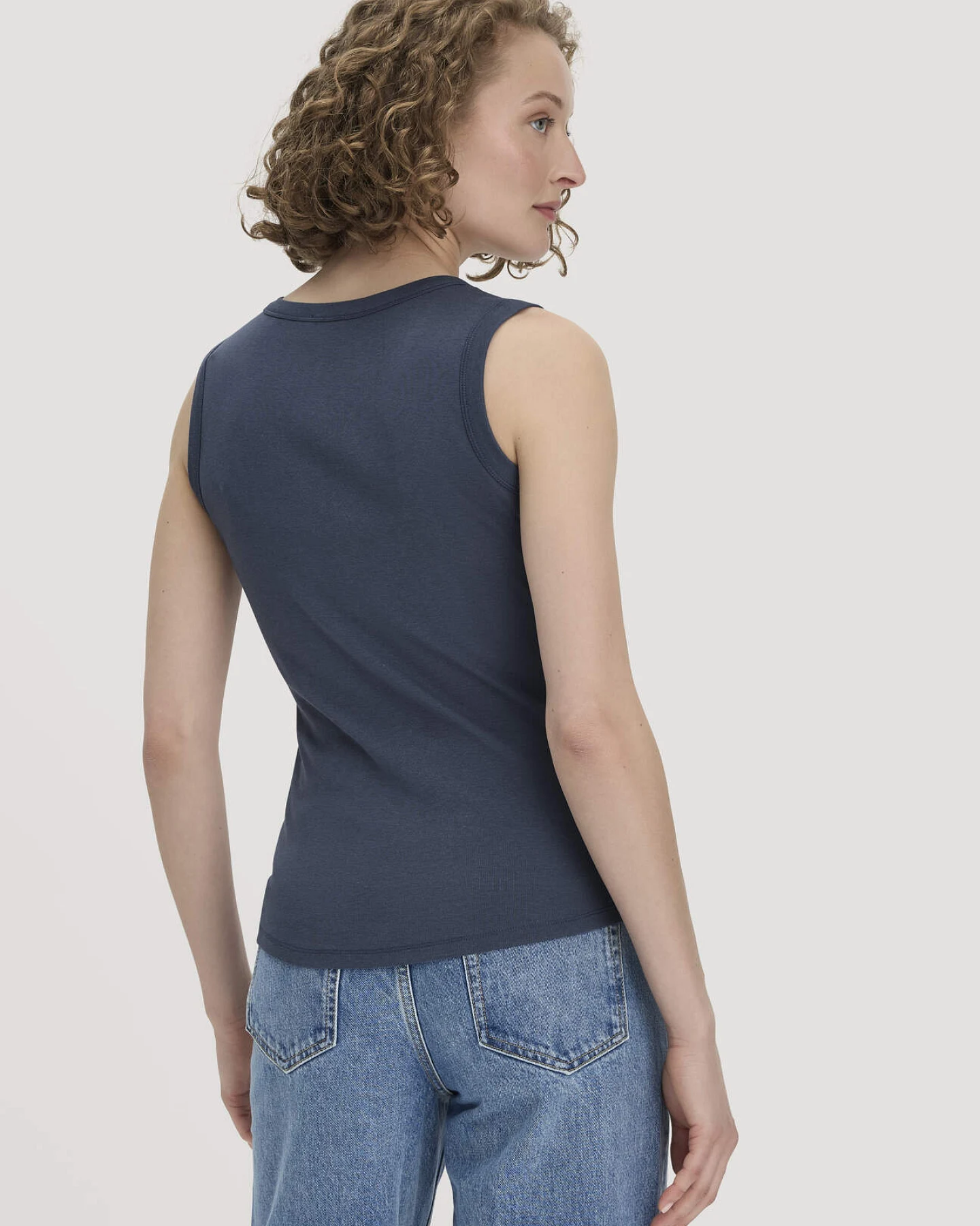 hessnatur Damen Softrib Top Fitted aus Bio-Baumwolle und TENCEL™ Modal - blau - Größe 34 – Ansicht 3
