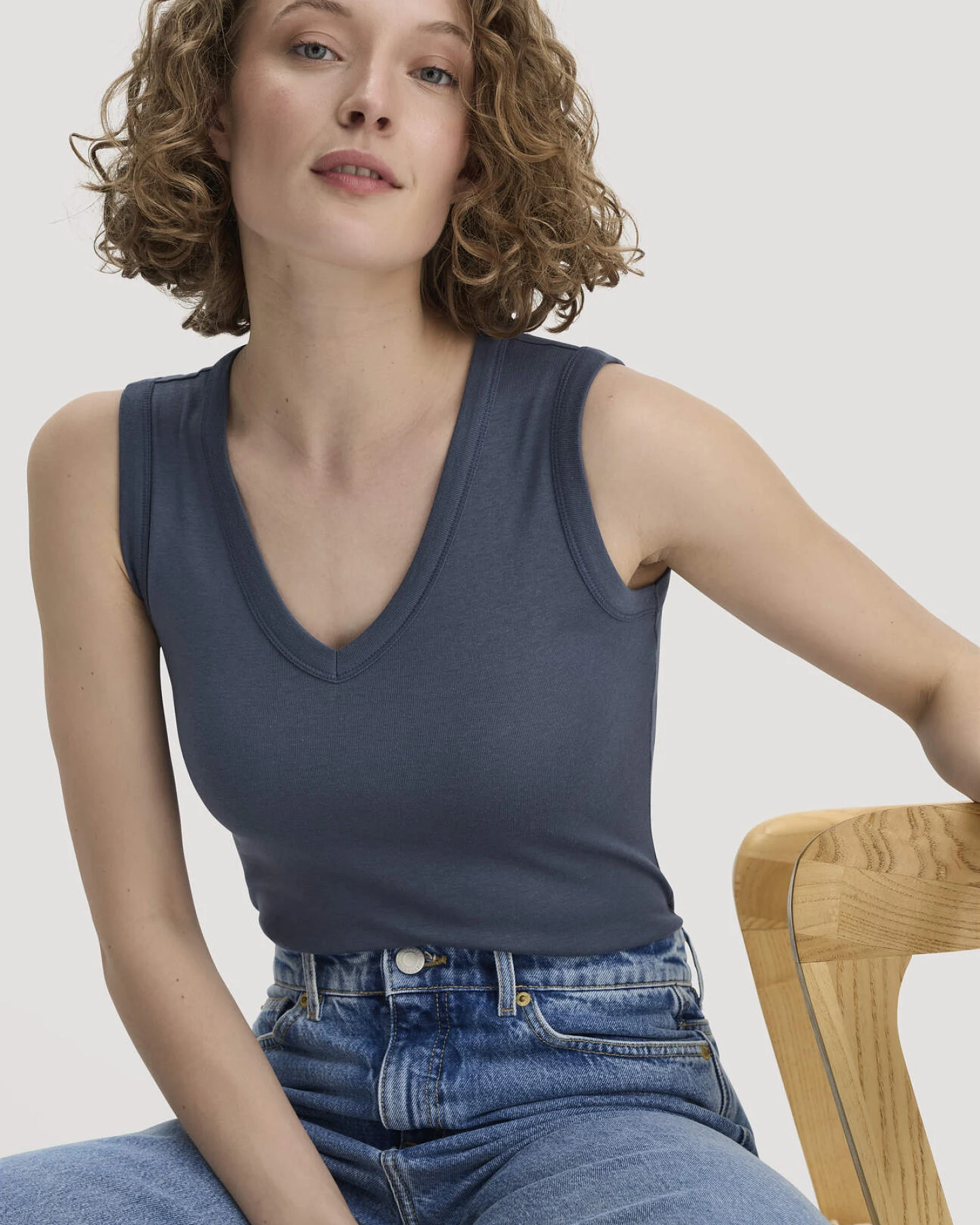 hessnatur Damen Softrib Top Fitted aus Bio-Baumwolle und TENCEL™ Modal - blau - Größe 34 – Ansicht 4