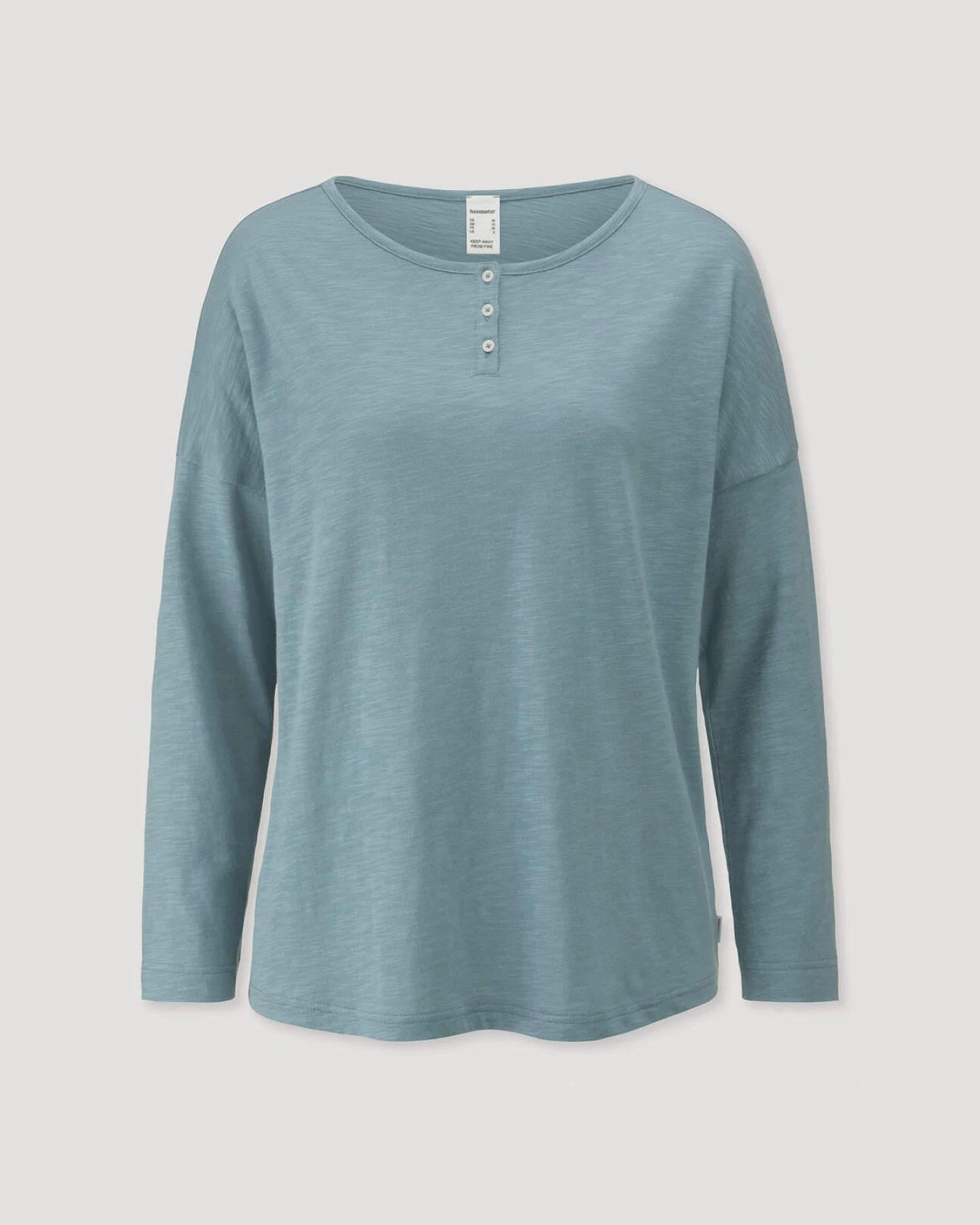 hessnatur Damen Schlafshirt Relaxed aus Bio-Baumwolle mit TENCEL™ Modal - blau - Größe 42 – Ansicht 3