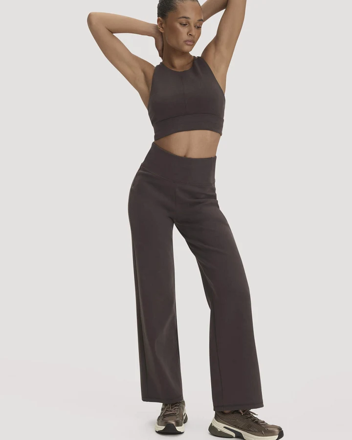 hessnatur Loungewear Hose Wide Leg ACTIVE COMFORT aus Bio-Baumwolle - braun - Größe L