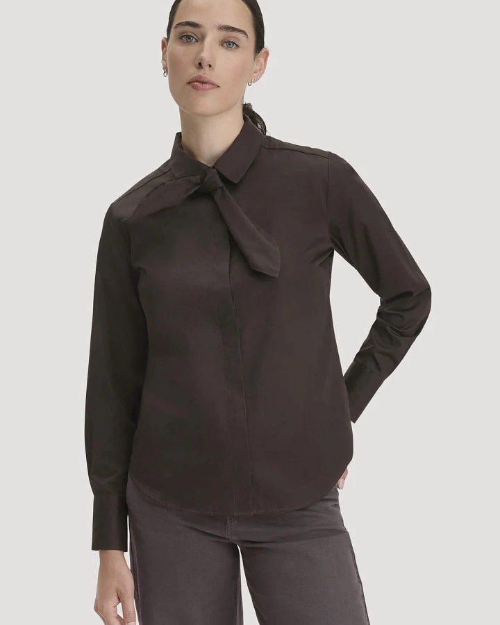 hessnatur Damen Bluse Relaxed aus Bio-Baumwolle - braun - Größe 44