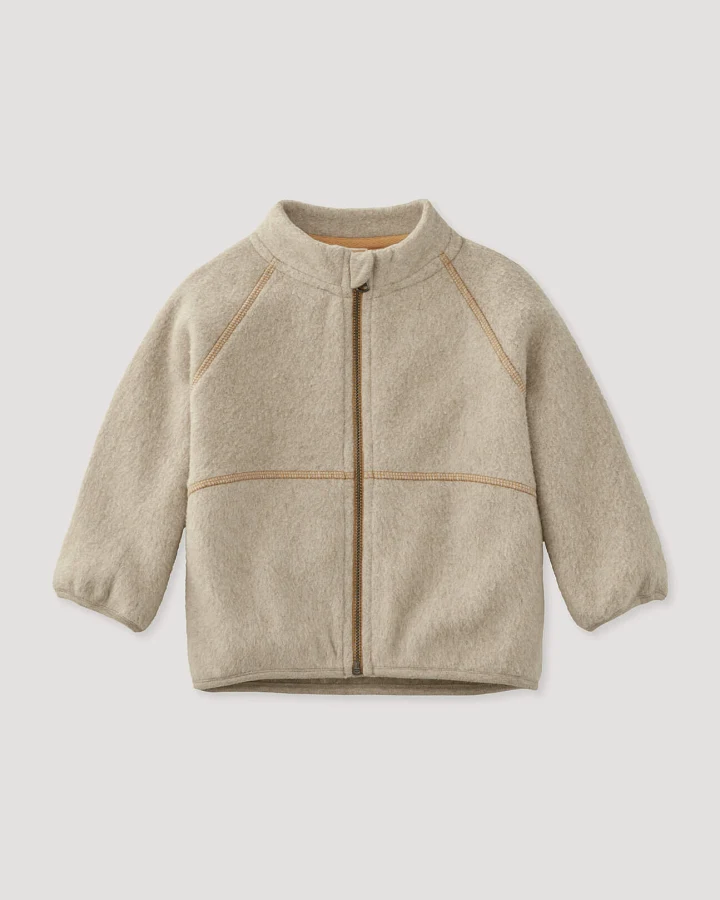 hessnatur Baby Softfleece Jacke aus Bio-Baumwolle - beige - Größe 50/56