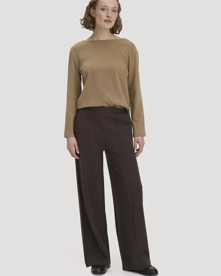 hessnatur Damen Hose Wide Leg Relaxed aus Bio-Baumwolle - braun - Größe 34