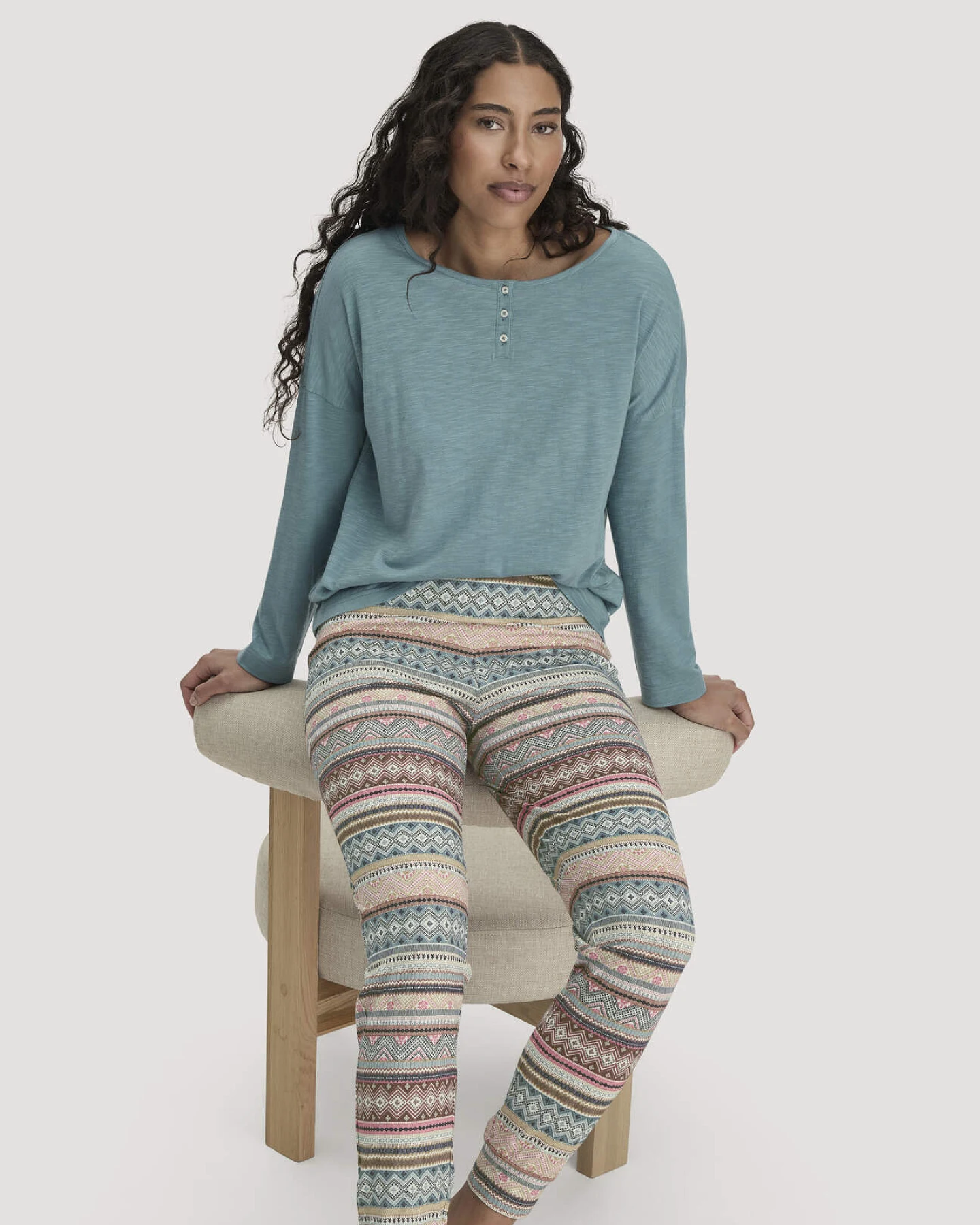 hessnatur Damen Schlafhose PURE COTTON aus Bio-Baumwolle - blau - Größe 34 – Ansicht 2