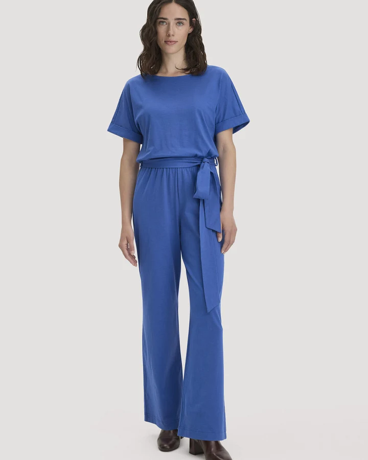 hessnatur Damen Jersey Jumpsuit Regular aus Bio-Baumwolle - blau - Größe 44