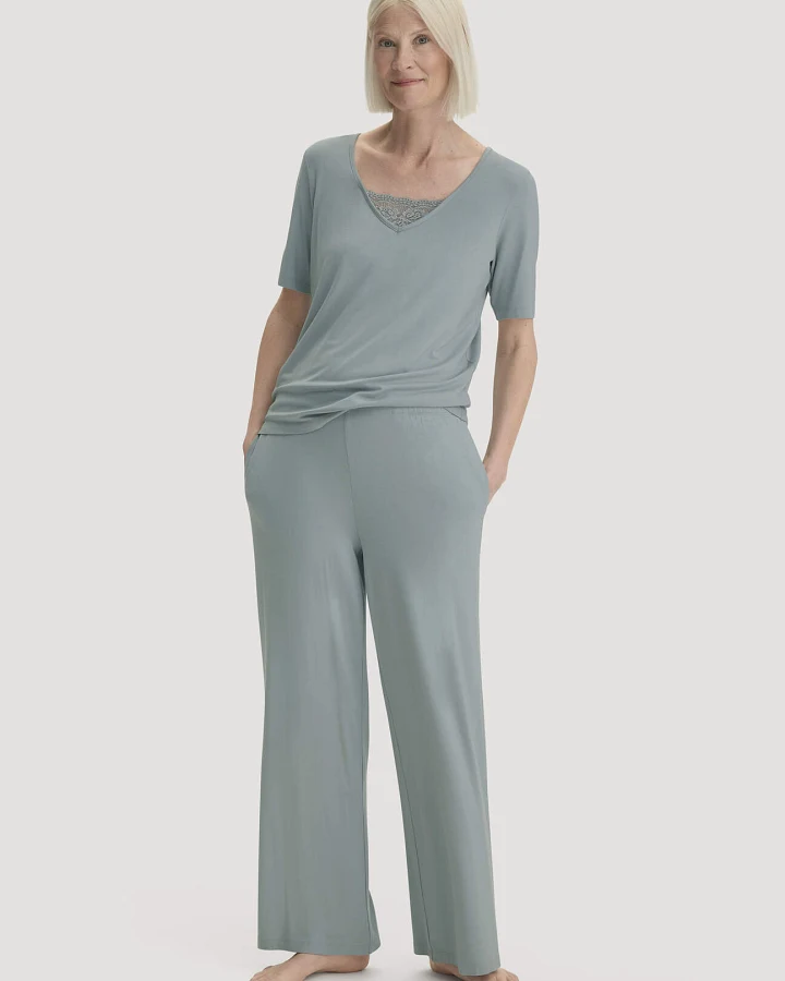hessnatur Damen Schlafhose PURE SENSE aus TENCEL™ Modal - blau - Größe 40