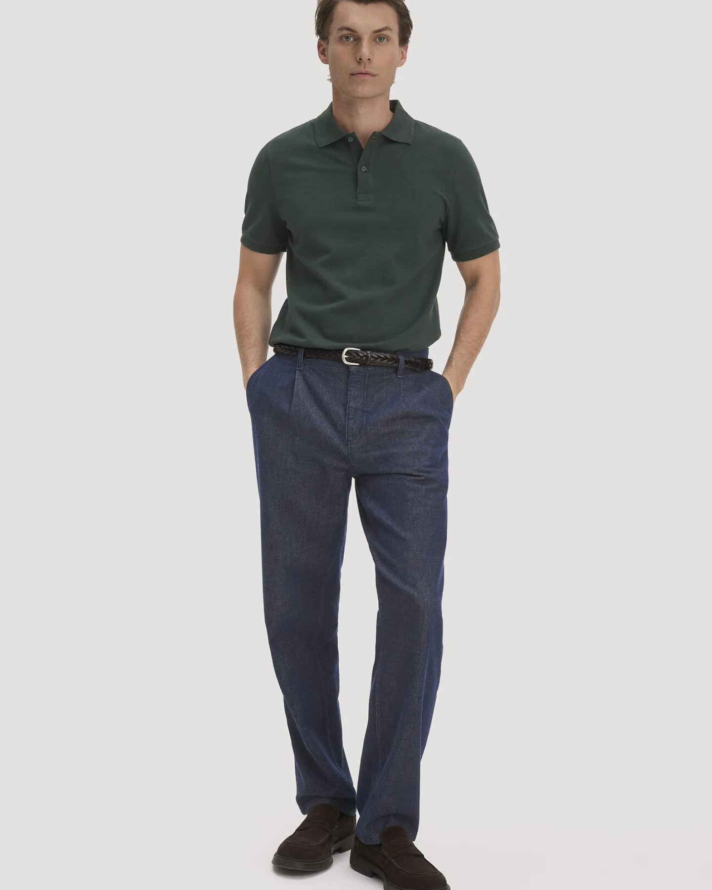 hessnatur Herren Piqué Polo Regular aus Bio-Baumwolle - grün - Größe 46 – Ansicht 2