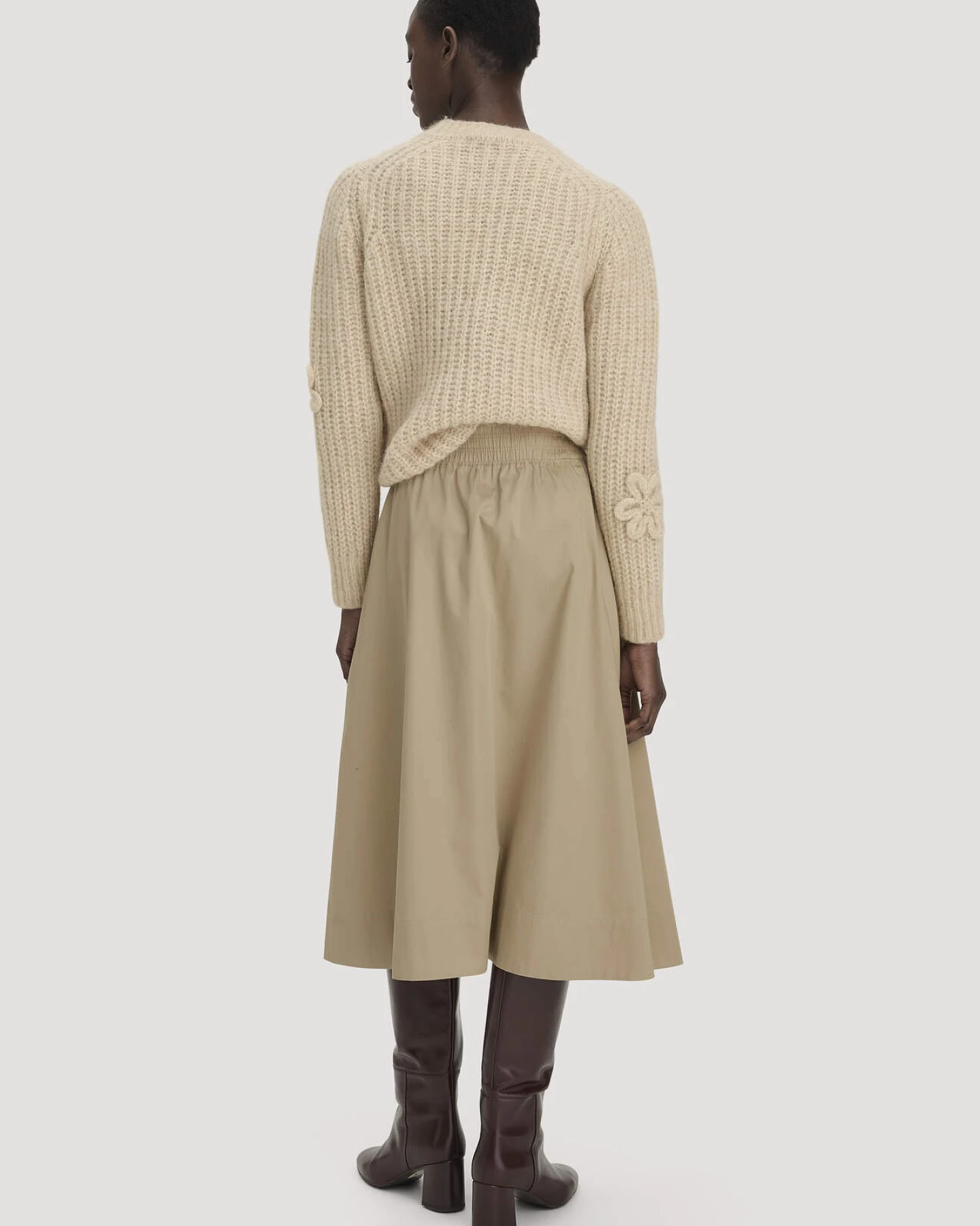 hessnatur Damen Midi Rock aus Bio-Baumwolle - beige - Größe 40 – Ansicht 2