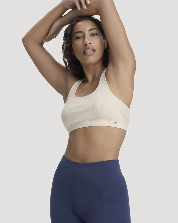 hessnatur Damen Bustier Racerback SOFT RIB aus Bio-Baumwolle - natur - Größe 40