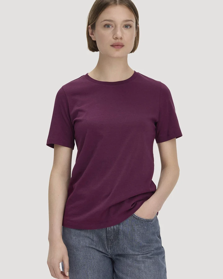 hessnatur Damen T-Shirt Regular aus Regenerative Organic Cotton (ROC) - rot - Größe 40