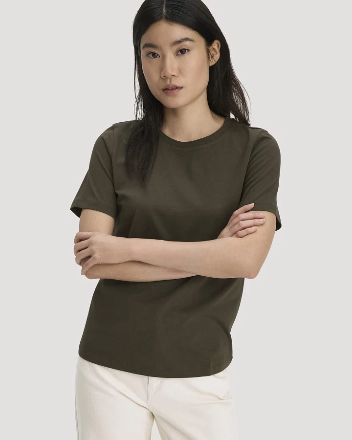 hessnatur Damen T-Shirt Regular aus Regenerative Organic Cotton (ROC) - grün - Größe 40