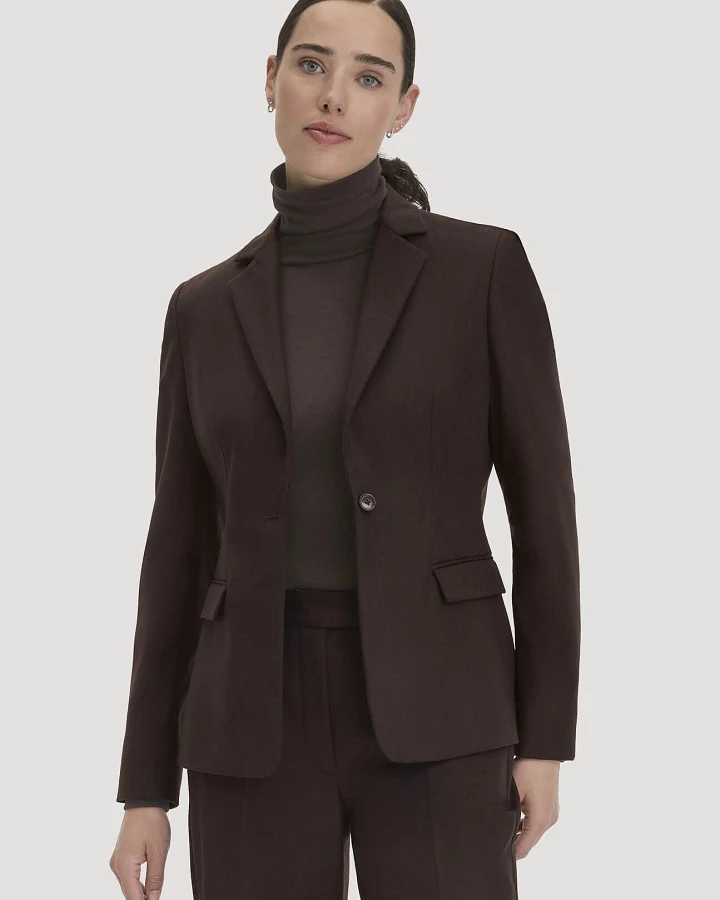 hessnatur Damen Wollblazer Regular aus Bio-Merinowolle - braun - Größe 44