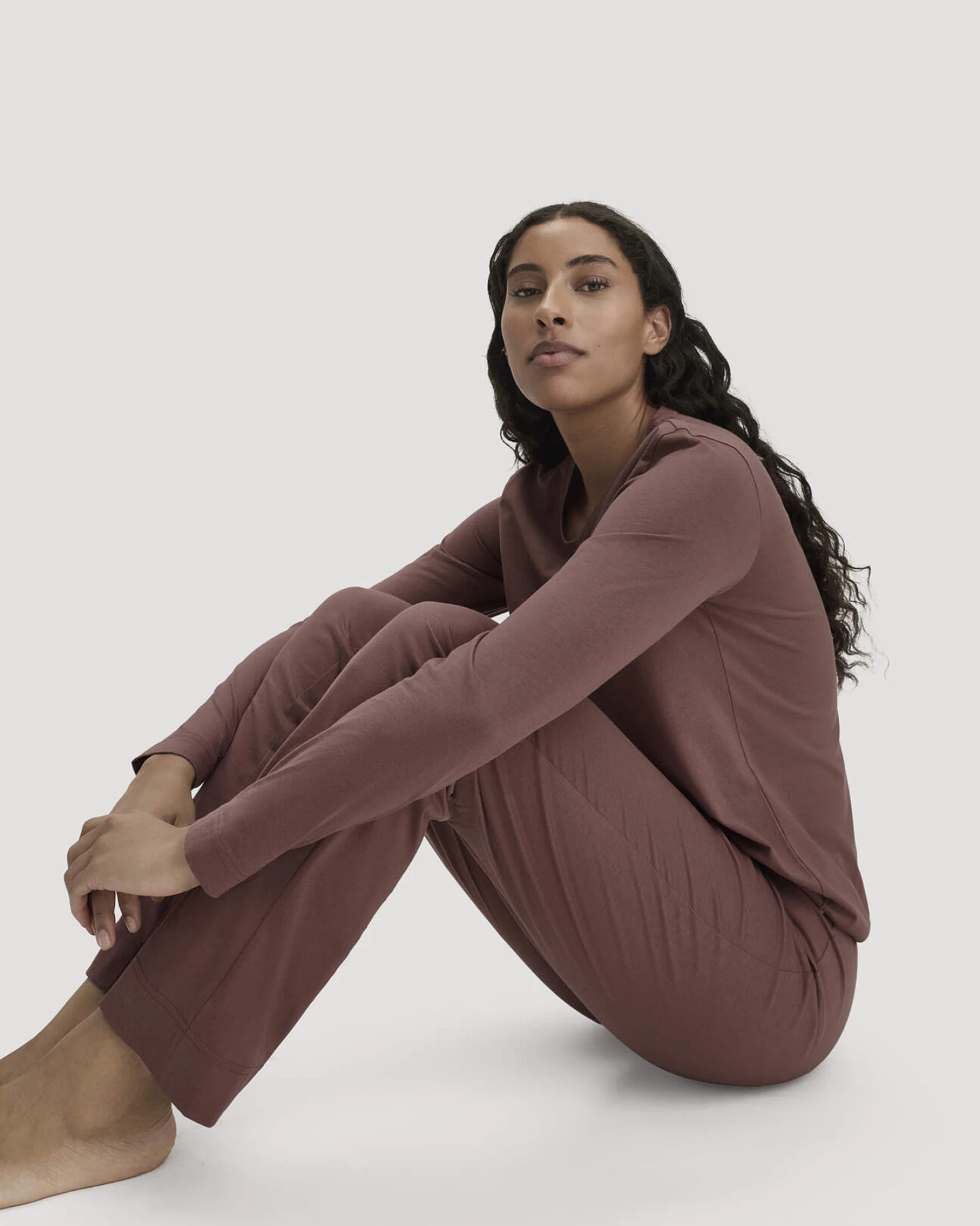 hessnatur Damen Schlafhose PURE COTTON aus Bio-Baumwolle - braun - Größe 46 – Ansicht 2