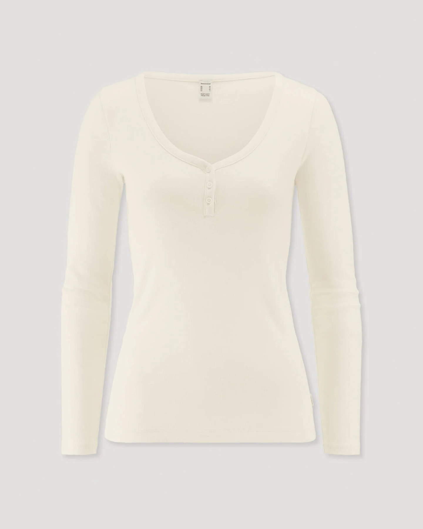 hessnatur Damen Longsleeve V-Neck PURE NATUREaus Bio-Baumwolle - natur - Größe 38 – Ansicht 3
