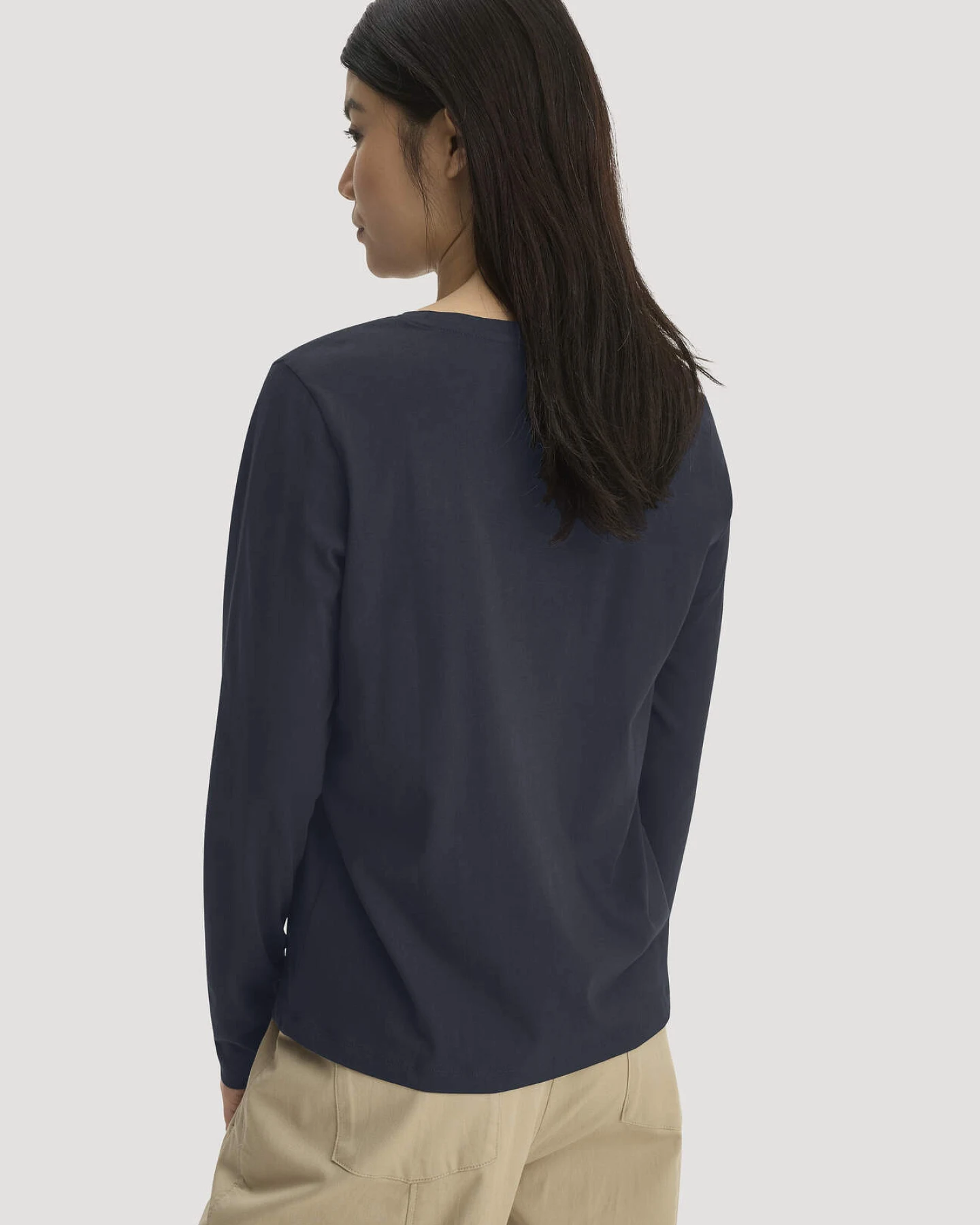 hessnatur Damen Longsleeve Relaxed aus Regenerative Organic Cotton (ROC) - blau - Größe 44 – Ansicht 3
