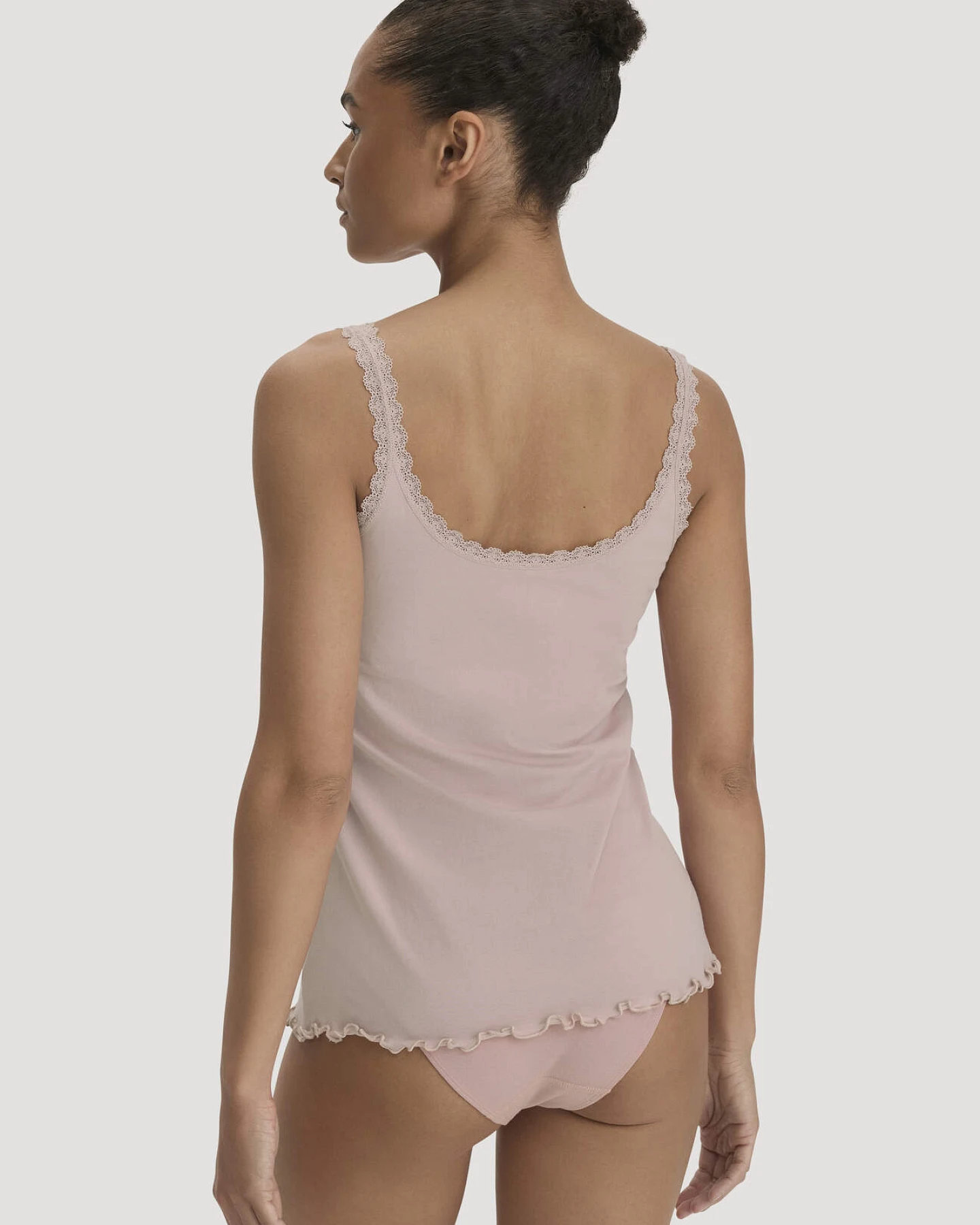 hessnatur Damen Tanktop COTTON FEEL LACE aus Bio-Baumwolle - rosa - Größe 34 – Ansicht 2