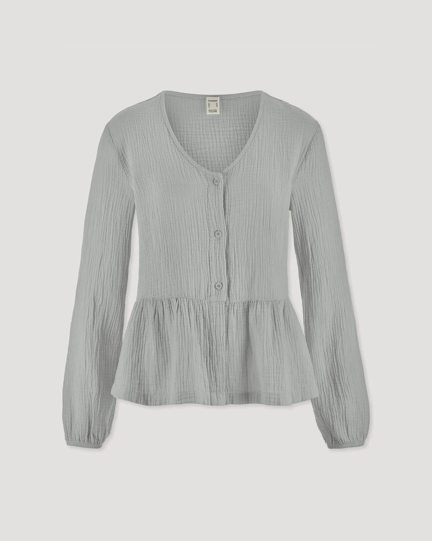 hessnatur Damen Musselin Pyjamabluse PURE COMFORT aus Bio-Baumwolle - blau - Größe 34 – Ansicht 3