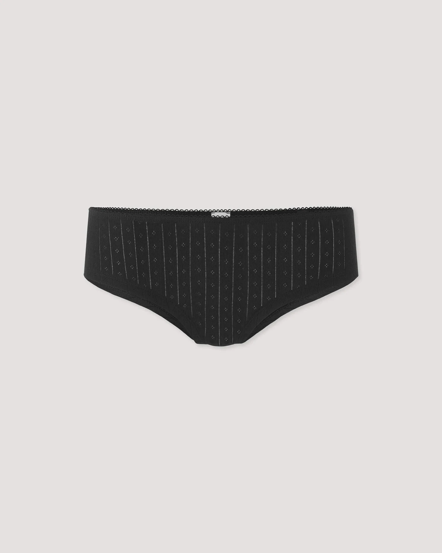 hessnatur Damen Pointelle Panty Regular Cut PURE COTTON aus Bio-Baumwolle - schwarz - Größe 48 – Ansicht 3