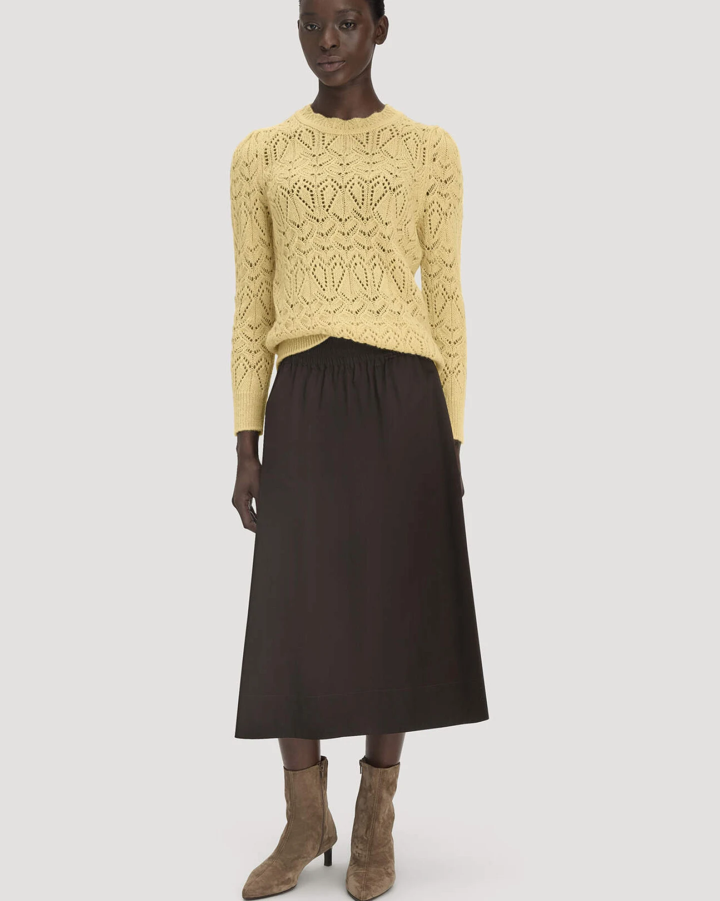 hessnatur Damen Pullover Regular aus Alpaka - gelb - Größe L – Ansicht 2