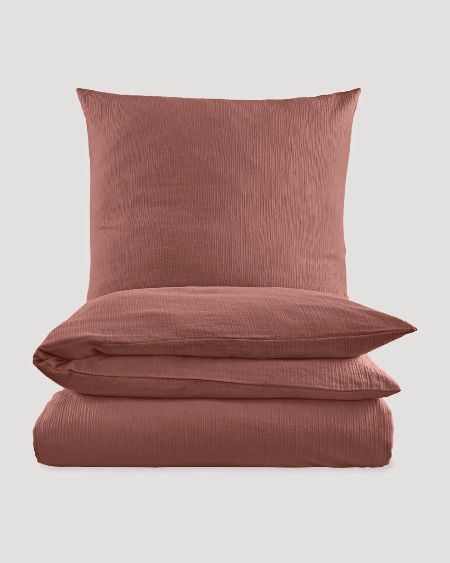 hessnatur Musselin Bettwäsche-Set aus Bio-Baumwolle - rot - Größe 135x200 / 40x80 cm – Ansicht 2