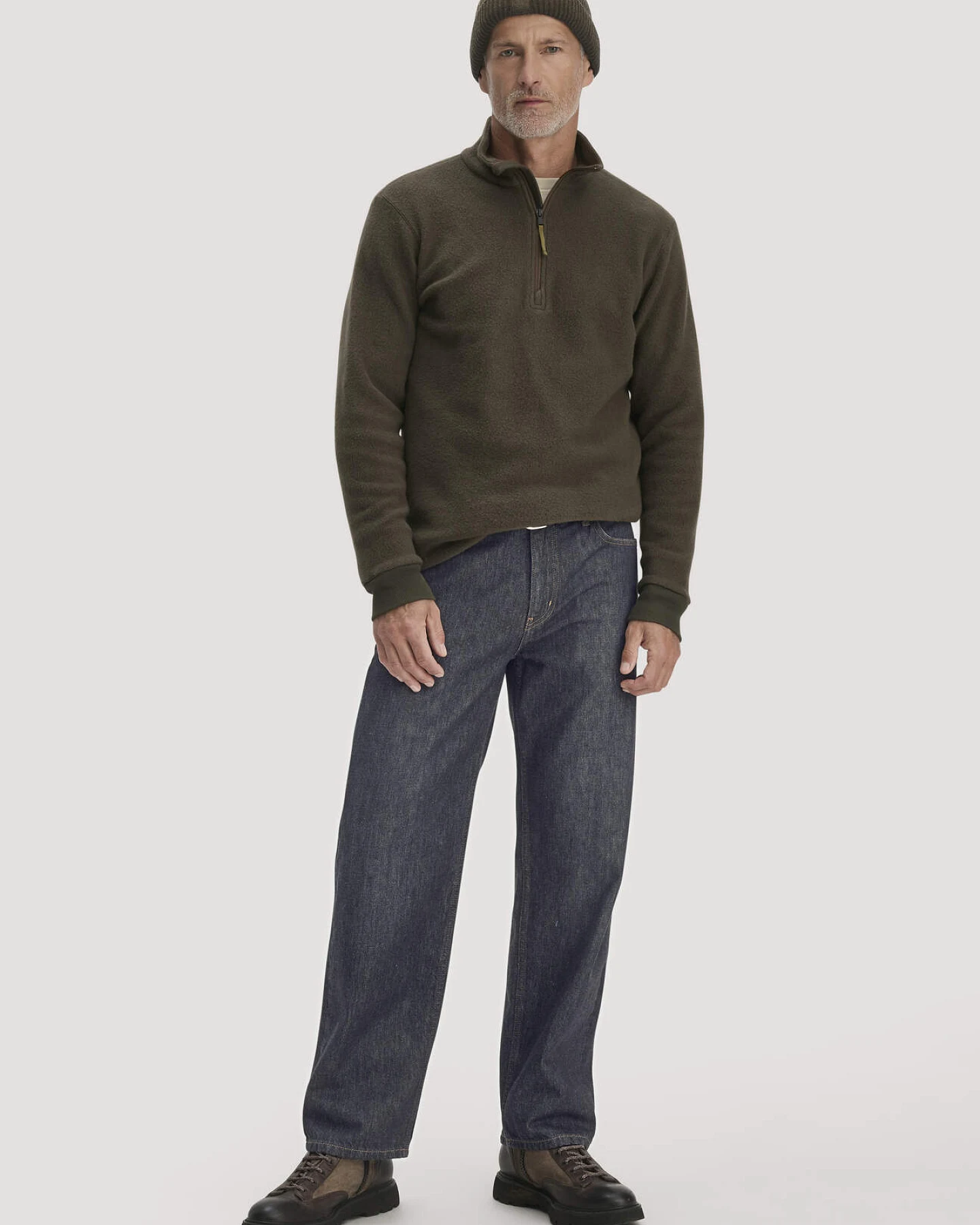 hessnatur Herren Fleece Troyer Relaxed aus Bio-Baumwolle - grün - Größe 56 – Ansicht 2
