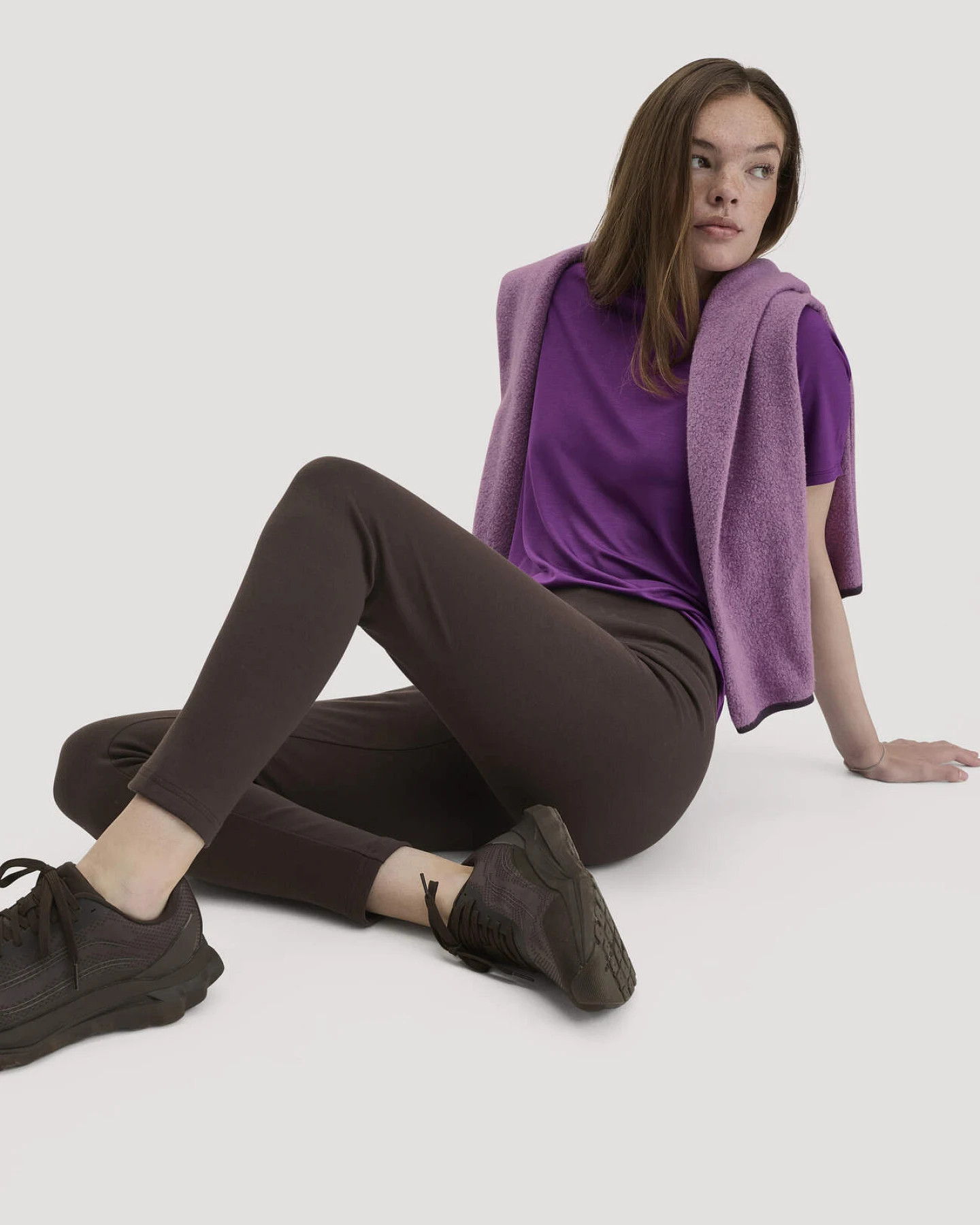 hessnatur Loungewear Leggings High Waist ACTIVE COMFORT aus Bio-Baumwolle - braun - Größe XL/l – Ansicht 4