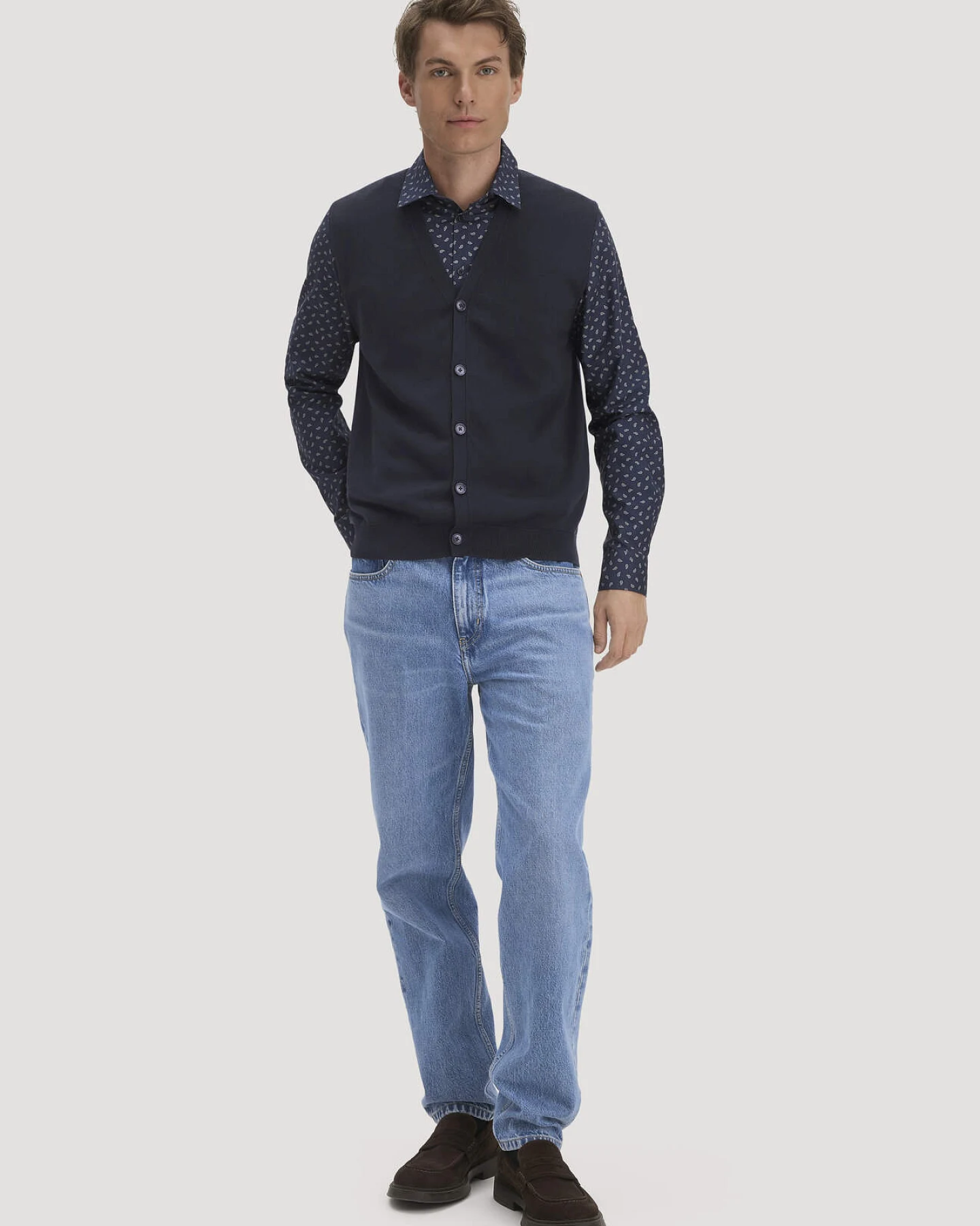 hessnatur Herren Print Hemd Regular aus Bio-Baumwolle - blau - Größe XL (43/44) – Ansicht 2