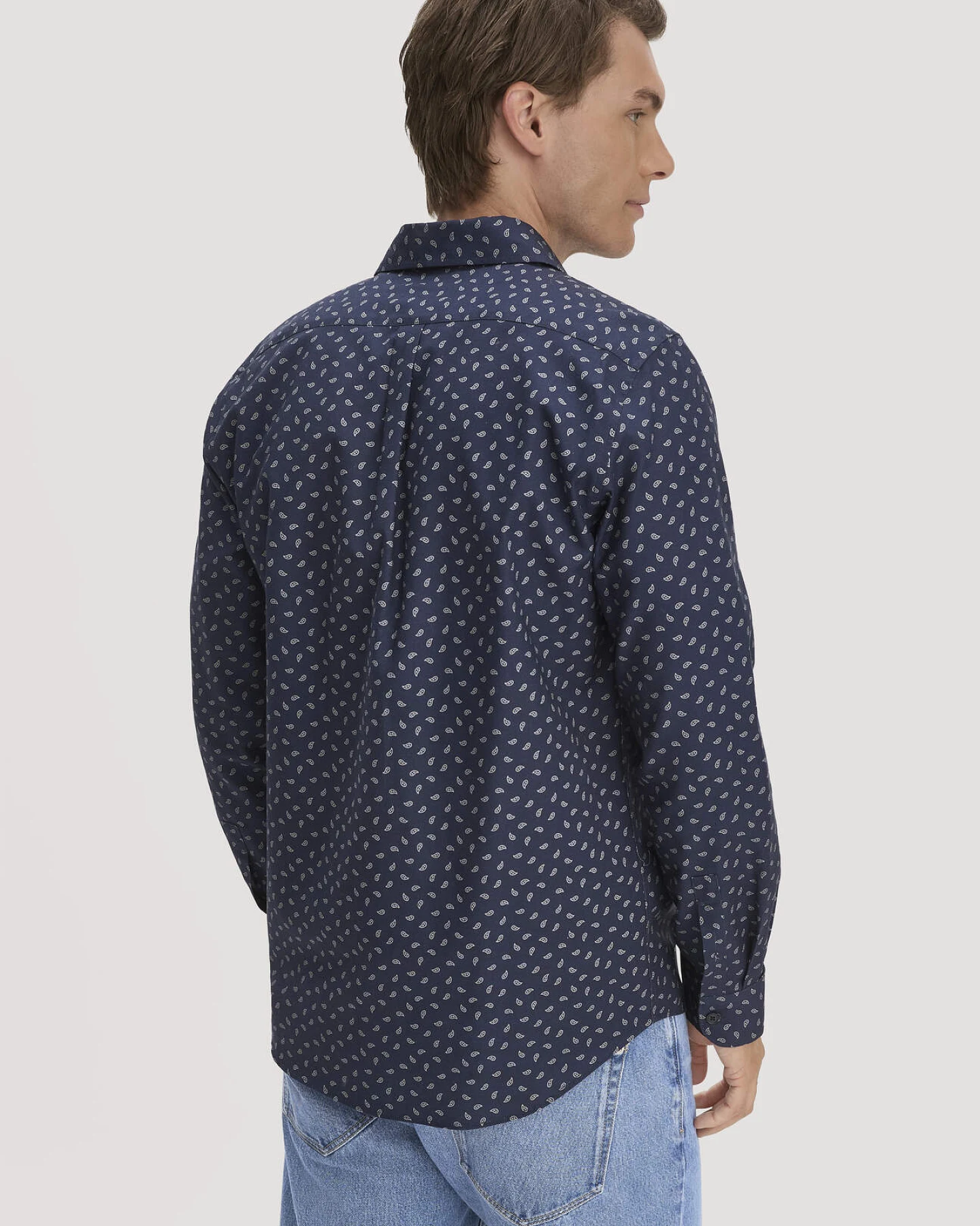 hessnatur Herren Print Hemd Regular aus Bio-Baumwolle - blau - Größe XL (43/44) – Ansicht 3